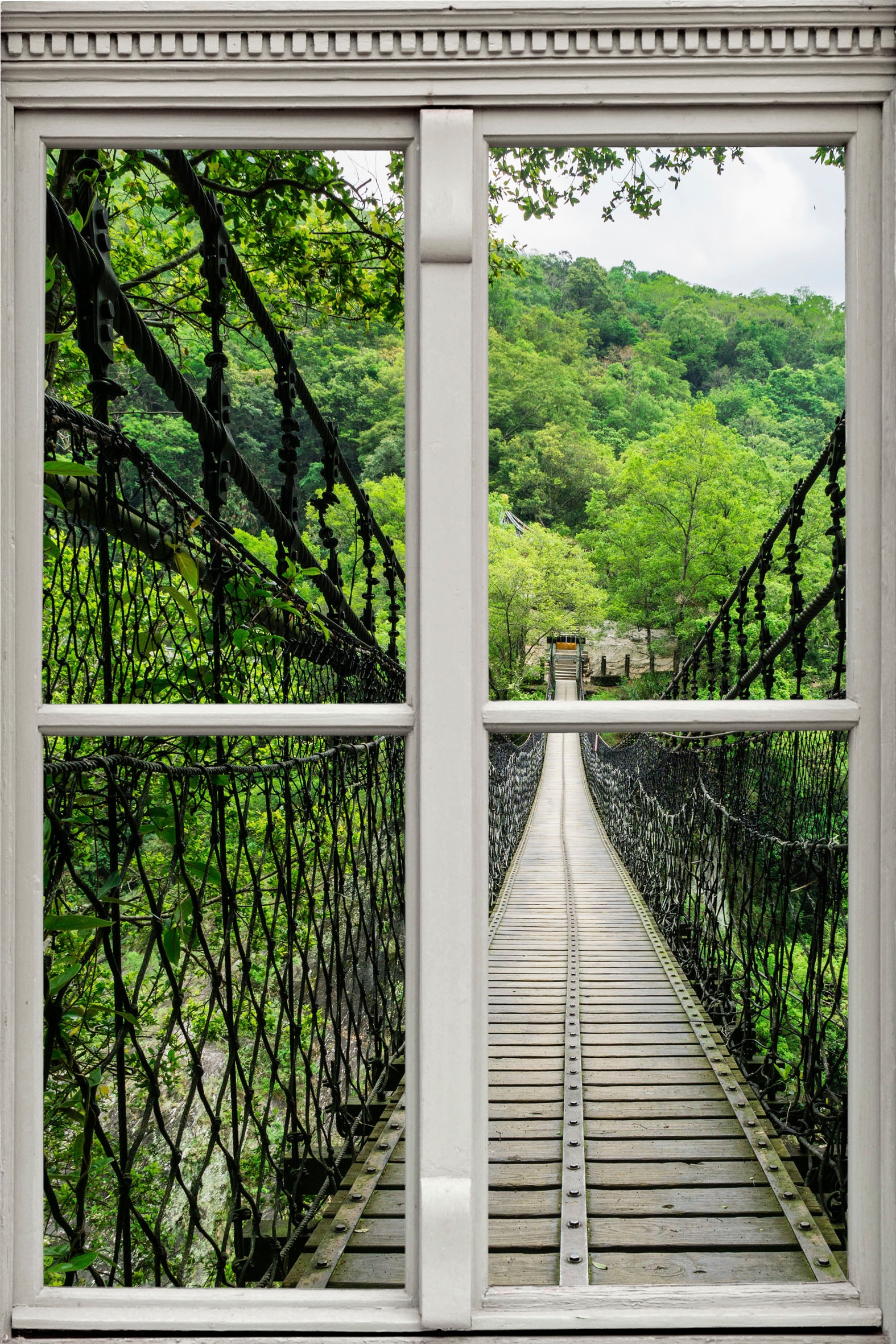 queence Wandsticker »Brücke«, Wandsticker, Wandbild, selbstklebend, 3D, Fenster