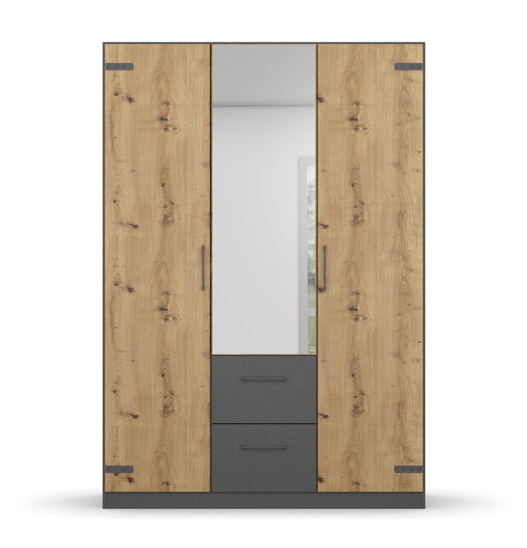 rauch Drehtürenschrank »Holmes«, im Industrial Style, mit Schubkästen, mit oder ohne Spiegel