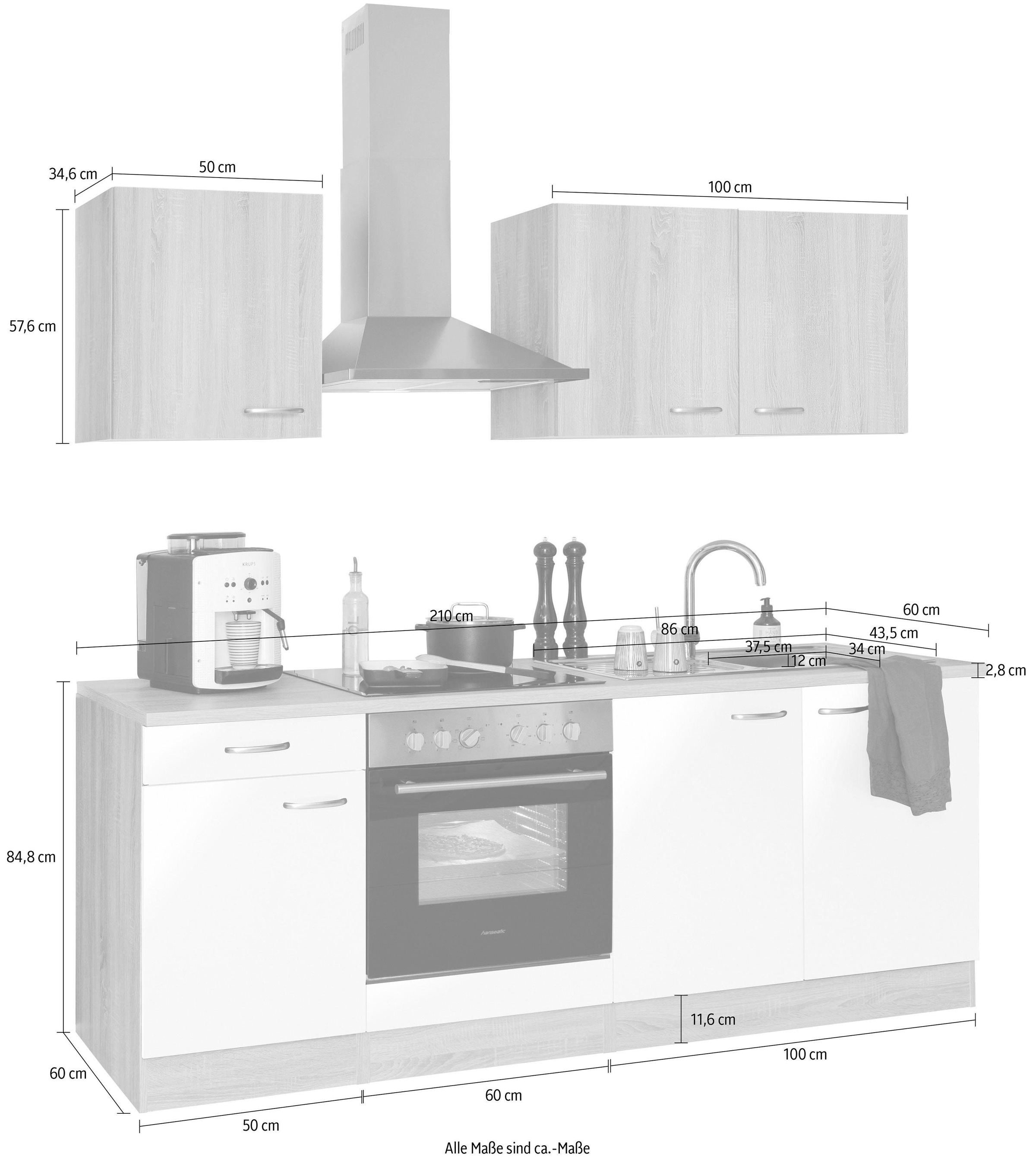 OPTIFIT Küchenzeile »Parare«, ohne E-Geräte, Breite 210 cm