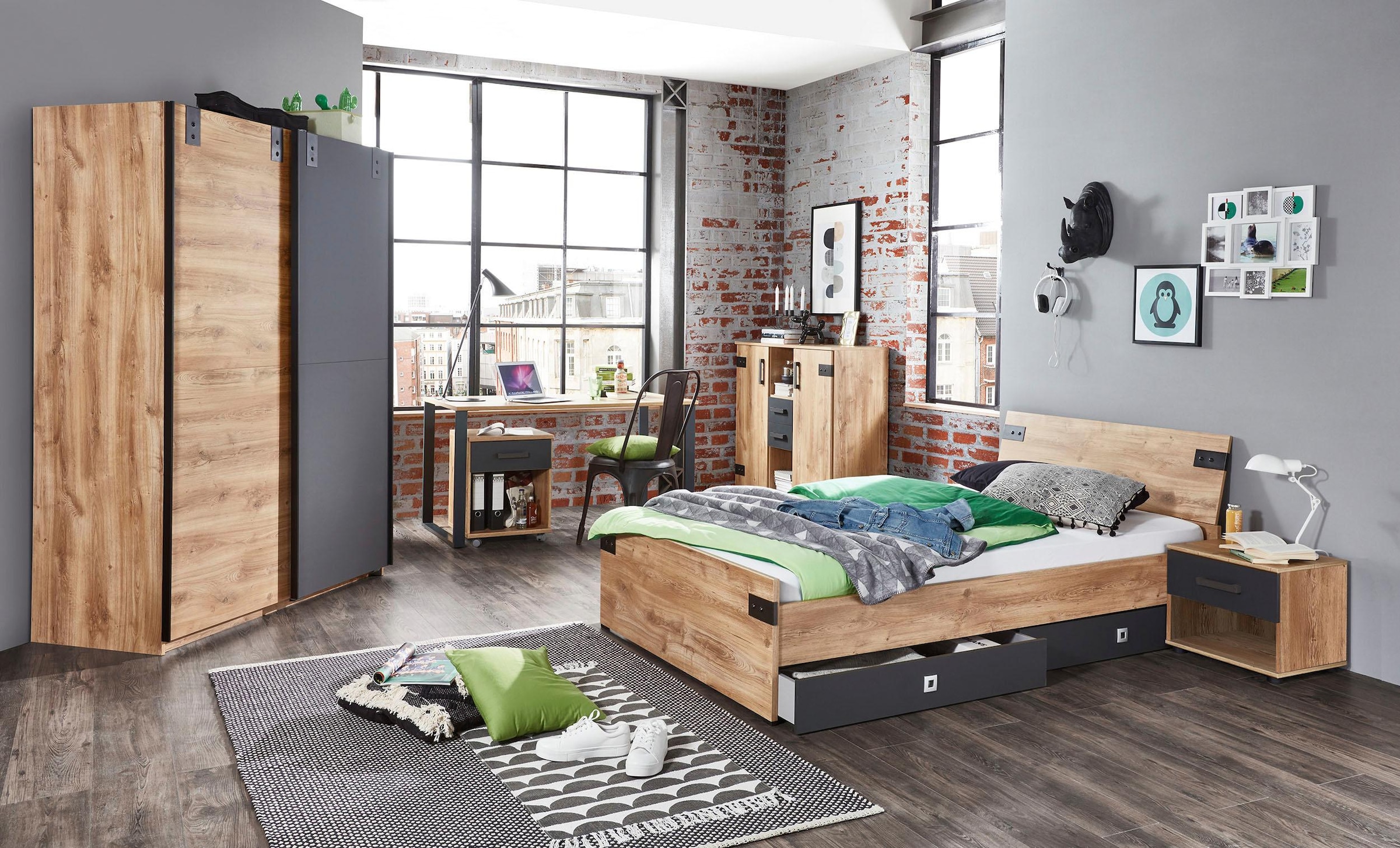 Wimex Schwebetürenschrank »Liverpool, Made in Germany«, Kleiderschrank im Industrial Look, 135 oder 180x64x198cm