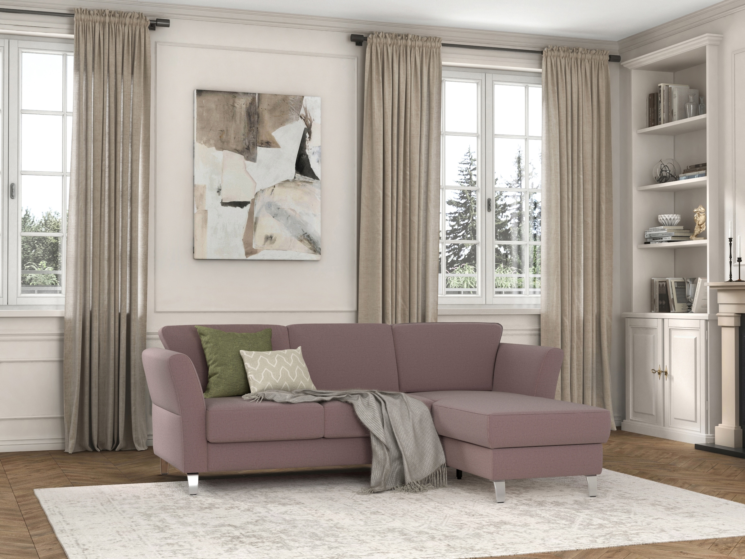 sit&more Ecksofa »Visby L-Form«, wahlweise mit Bettfunktion und Bettkasten, frei im Raum stellbar