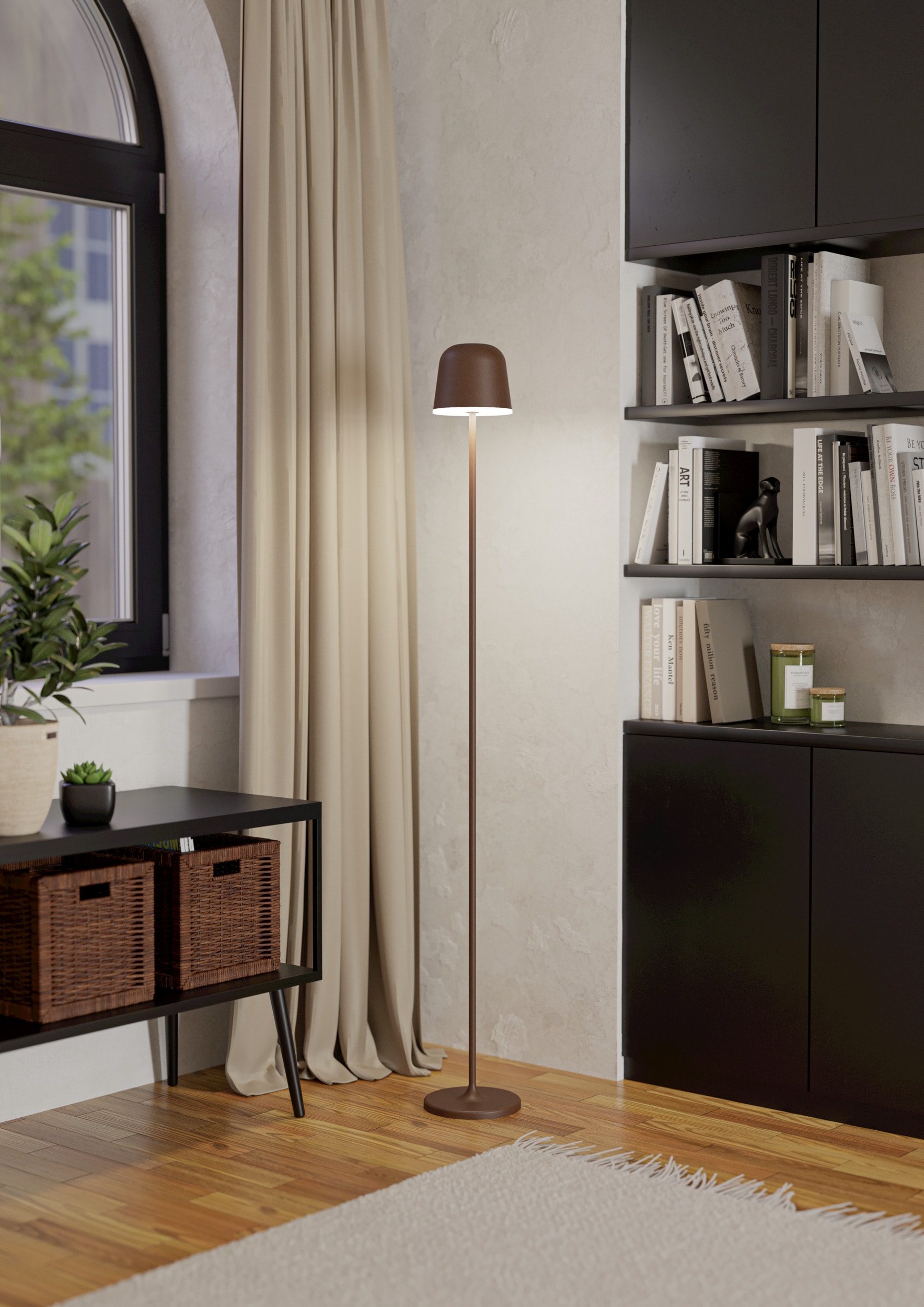 EGLO Stehlampe »MANNERA-L Stehlampe - Alu, Stahl - LED - 4,3W - IP54« LED-Modul 1 Stk. Neutralweiß | Warmweiß Standleuchte, Leselampe, Wohzimmer, Schlafzimmer, H140 x Ø16 cm