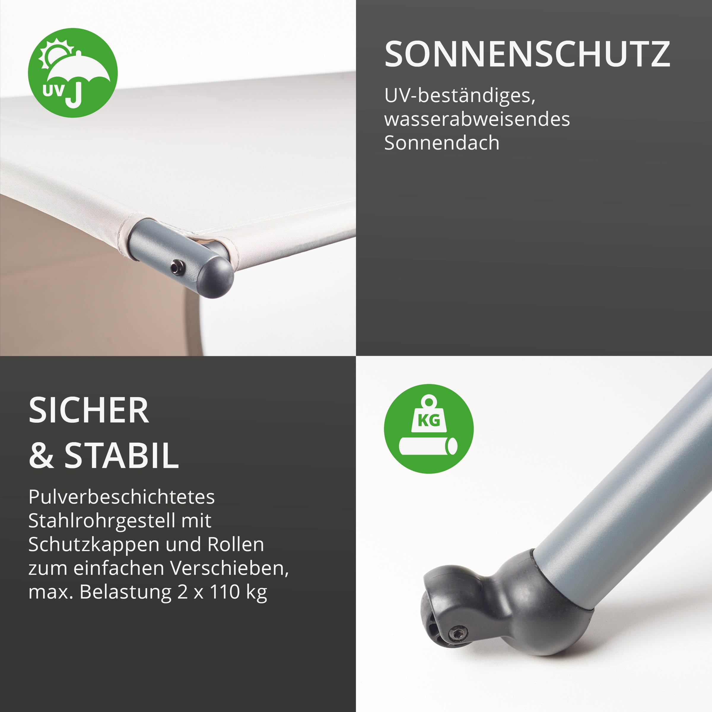 Leco Doppelliege »modern«, mit integriertem Sonnendach, geeignet für 2 Personen