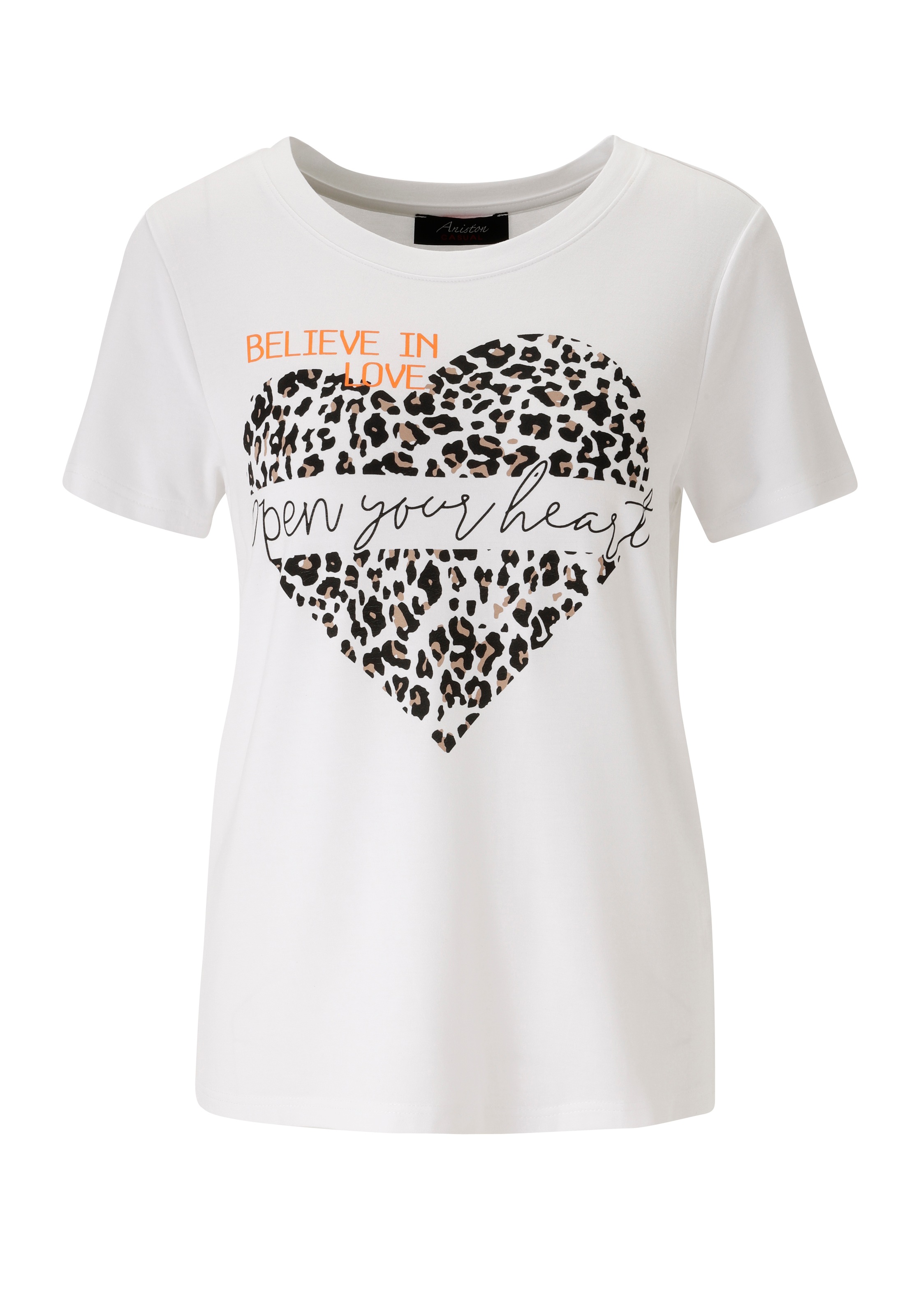Aniston CASUAL T-Shirt, mit Herz, Leo-Druck und Statement-Schriftzügen - NEUE KOLLEKTION