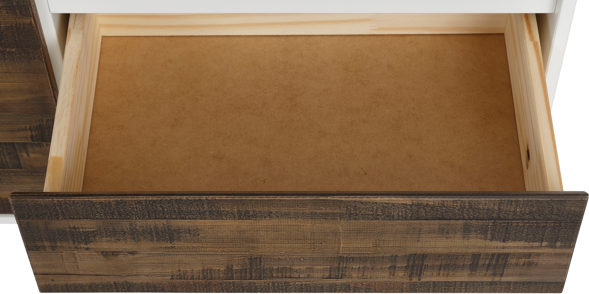 Home affaire Highboard »Morgan Midischrank«, Kommode aus massivem Kiefernholz, eingefräste Griffmulden, Höhe 120 cm