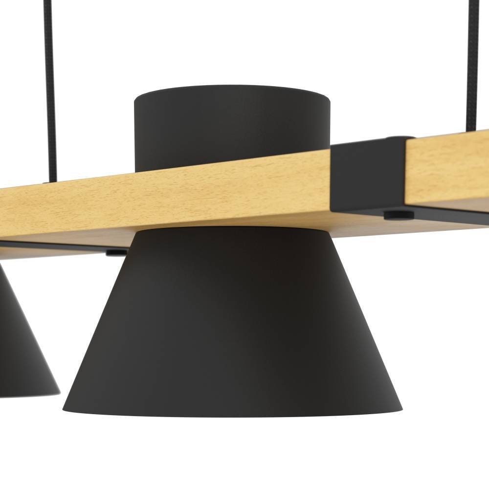 EGLO Hängeleuchte »MACCLES«, 3 flammig, Leuchtmittel E27 | ohne Leuchtmittel, Pendelleuchte, Esszimmerlampe, Holz und Metall, Schwarz, Hängeleuchte