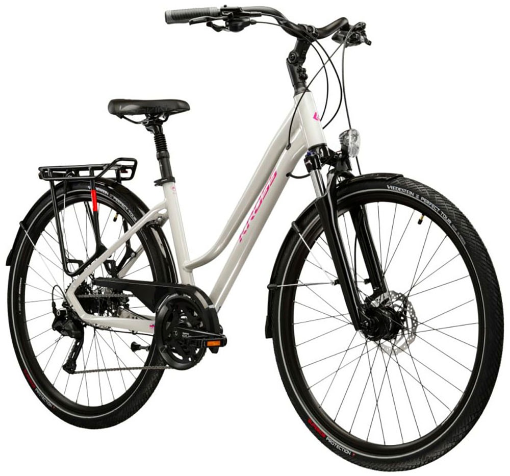 Kross Trekkingrad »Damen-Trekkingrad 28" Trans 5.0 Grau 18 Gänge« 18 Gang Shimano CUES U3020 Schaltwerk Kettenschaltung