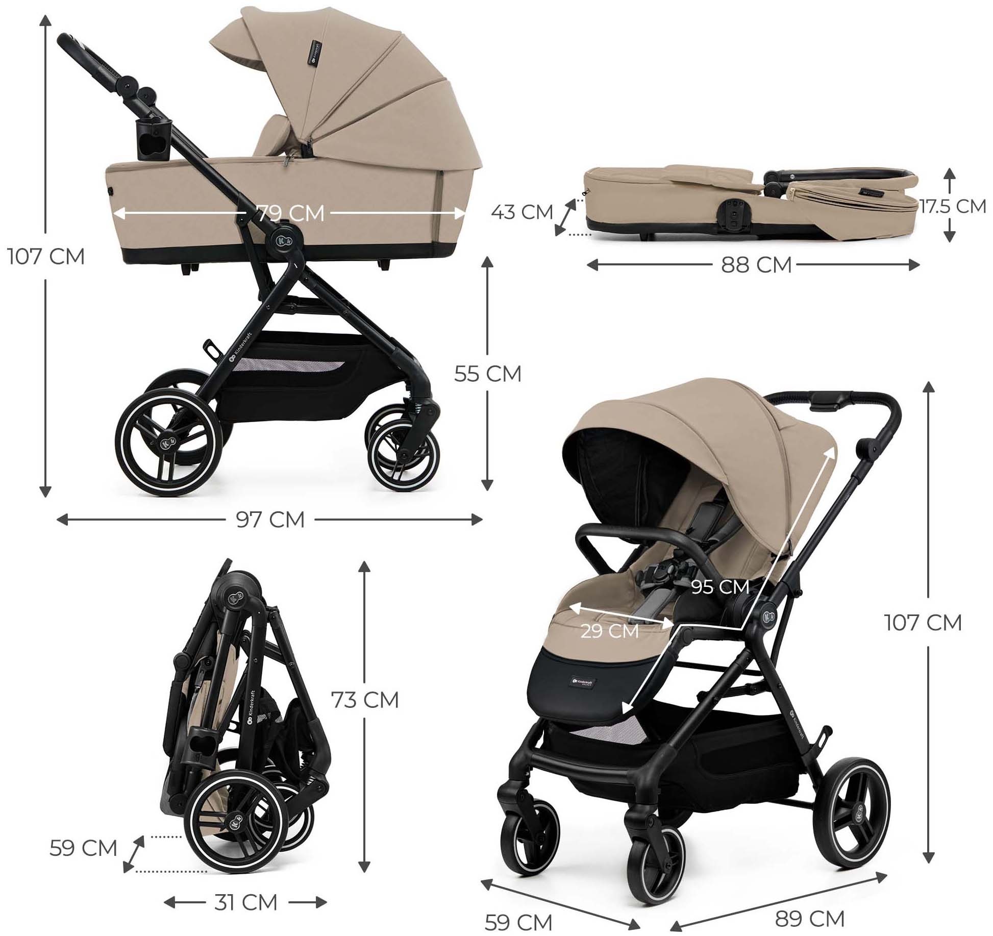 Kinderkraft Kombi-Kinderwagen »YOXI 2IN1« 22 kg