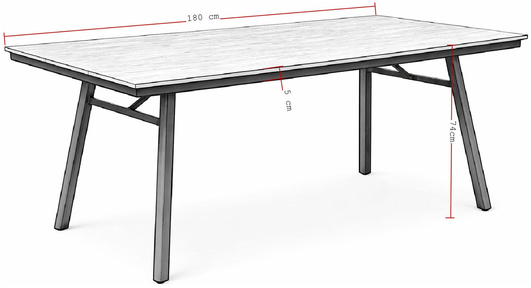 Destiny Garten-Essgruppe »TORNO SAN MARINO« Set, 5 tlg. Essgruppe 4 Se + Tisch 180x90 cm RE, anth.