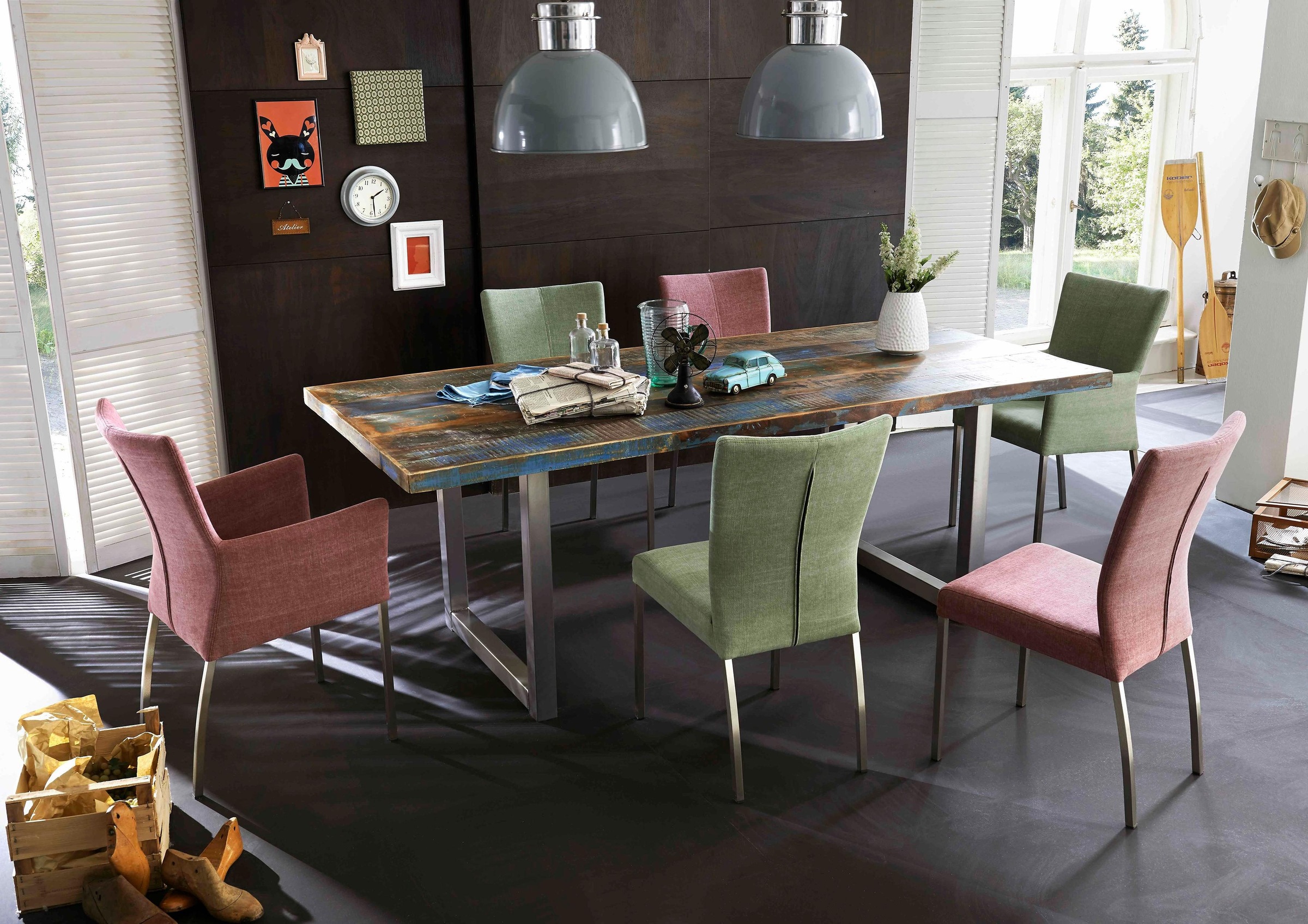 SIT Esstisch »Tops«, aus recyceltem Altholz und Metall, Shabby Chic, Vintage