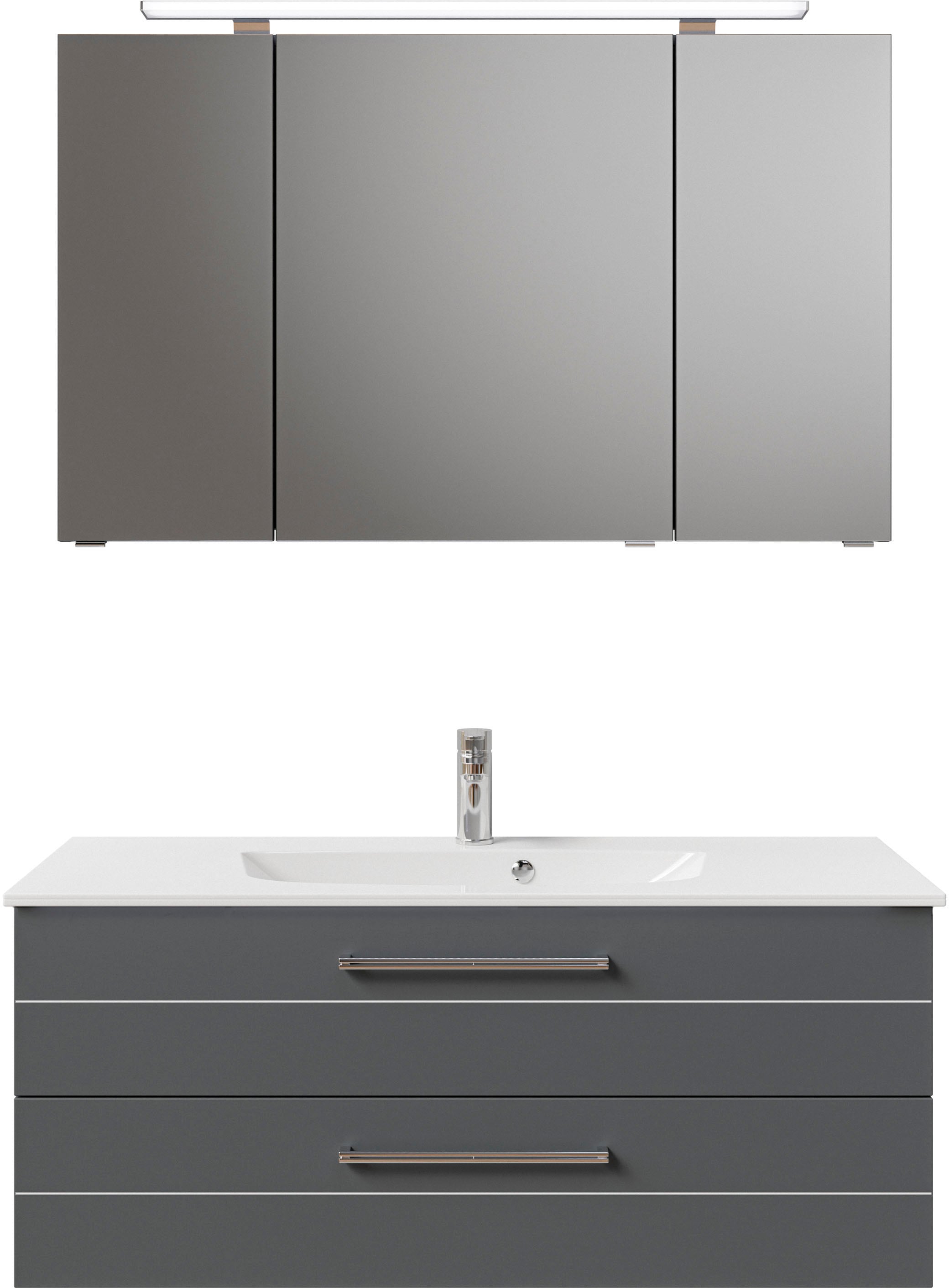 Saphir Badmöbel-Set »Serie 6025 2-teilig Mineralmarmor-Waschtisch mit LED-S günstig online kaufen