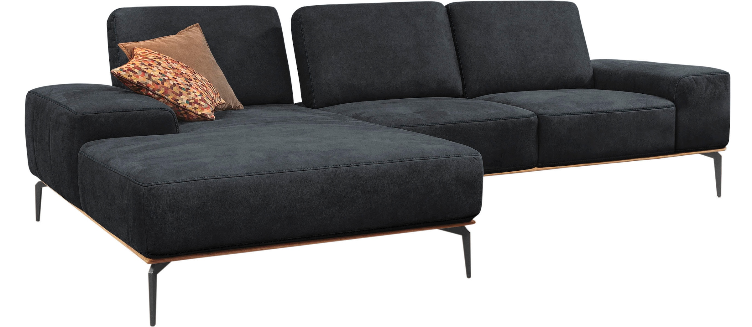 W.SCHILLIG Ecksofa »run, Designsofa mit tollem Sitzkomfort, bequem, L-Form«, mit Holzsockel, Füße in Schwarz pulverbeschichtet, Breite 299 cm