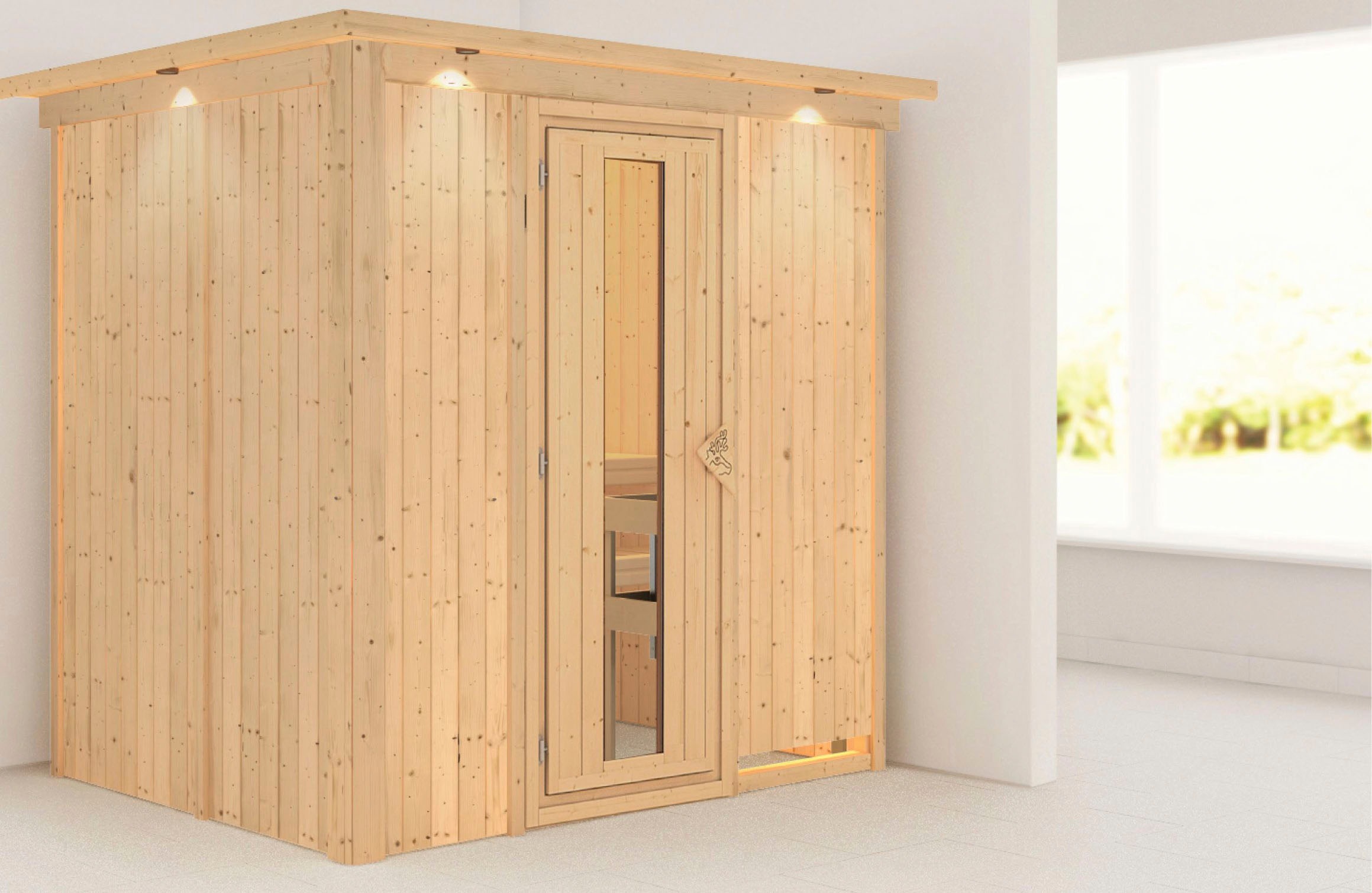 Karibu Sauna »Bedine«, 9 KW-Ofen mit integrierter Steuerung