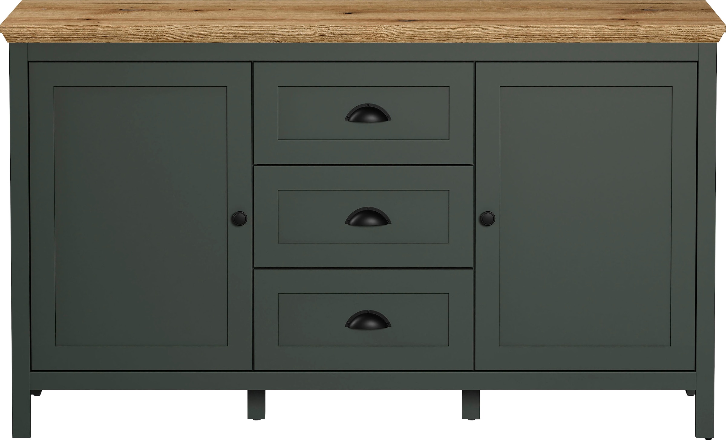 Home affaire Sideboard »Vienna«, Kommode im Landhausstil mit Muschelgriffen - 3 Schubladen und 4 Fächer