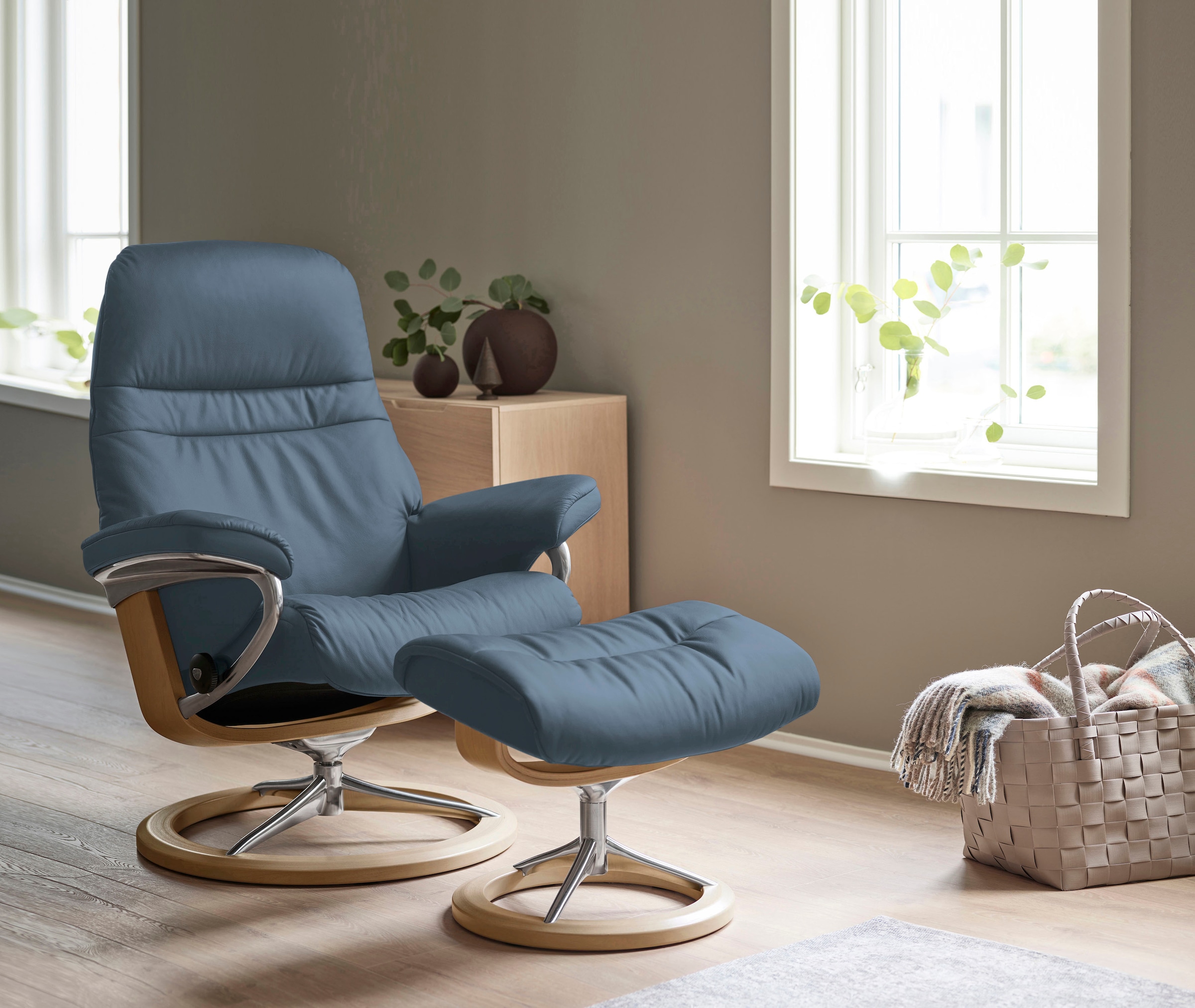 Stressless® Relaxsessel »Sunrise« Relaxsessel mit Hocker, mit Signature Bas günstig online kaufen