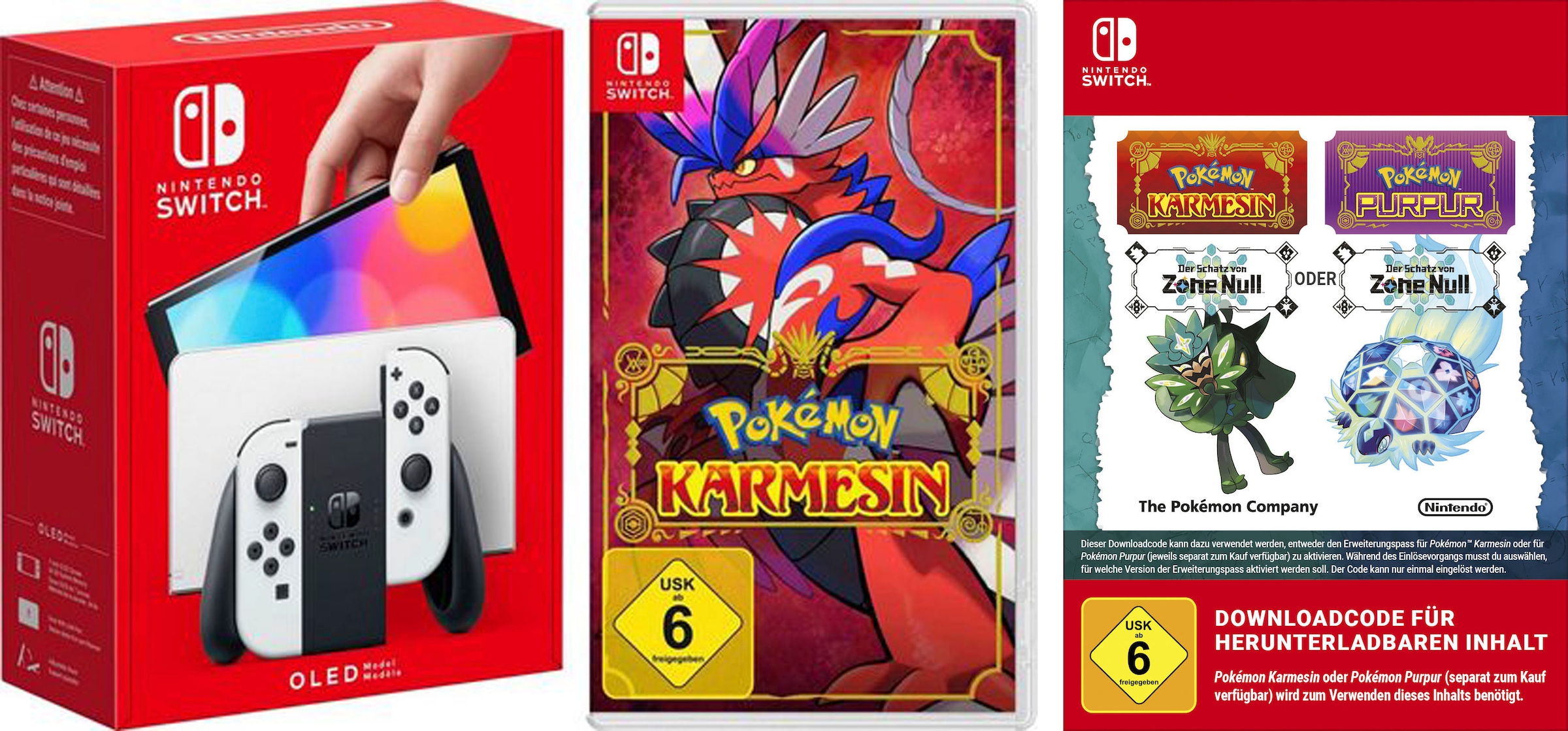 Bild von Nintendo Switch Spielekonsole »Switch OLED + Pokemon Karmesin + Der Schatz von Zone Null DLC«, OLED-Modell