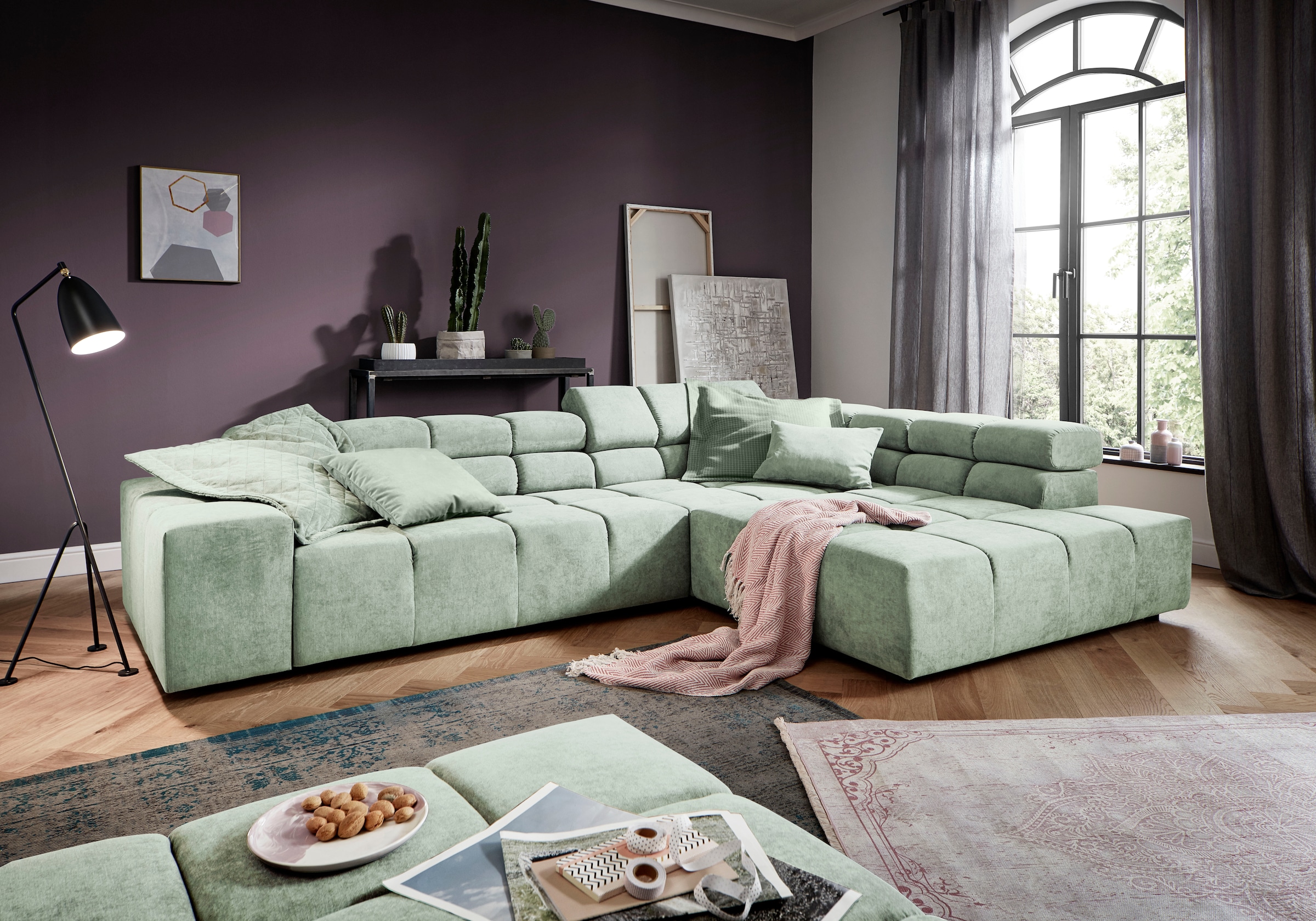 INOSIGN Ecksofa »Ancona incl. Kopfteilverstellung, OTTOs Choice, Breite 319cm, L-Form«, wahlweise motorische Sitztiefenverstellung, auch in Cord + Easy Care