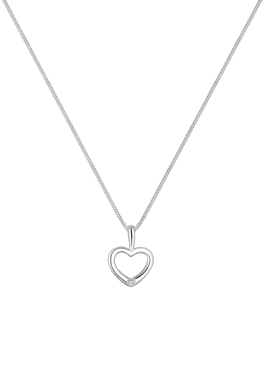 Elli DIAMONDS Collierkettchen »Herz Filigran Diamant (0.015 ct.) 925 Silber«
