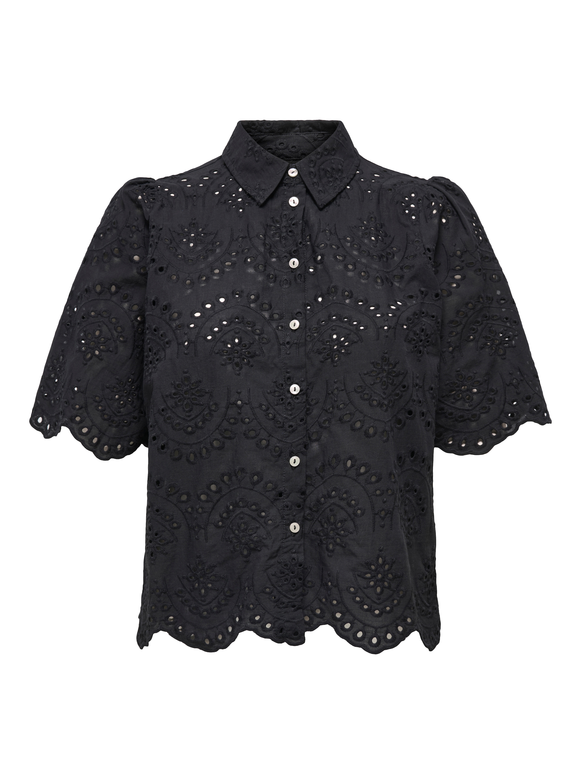 ONLY Spitzenbluse »ONLVALAIS S/S SHIRT WVN NOOS« Baumwolle, loose fit