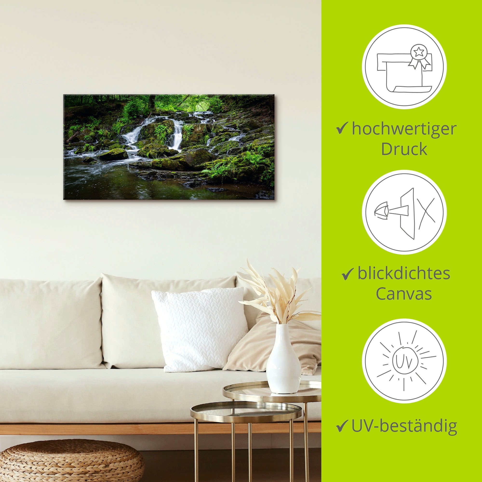Artland Wandbild »Wasserfall Panorama«, Wasserfallbilder, (1 St.), als Leinwandbild, Poster in verschied. Größen