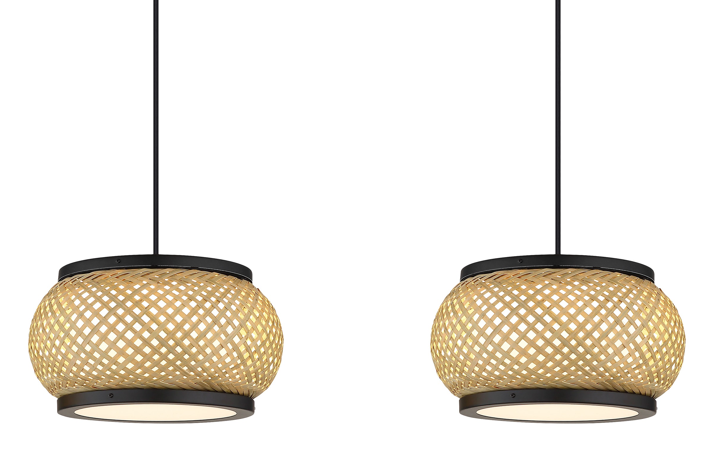GLOBO LIGHTING Hängeleuchte »BAMBORA« LED-Modul 1 Stk. Schwarz Bambus Hängeleuchte linear LED CCT 920mm