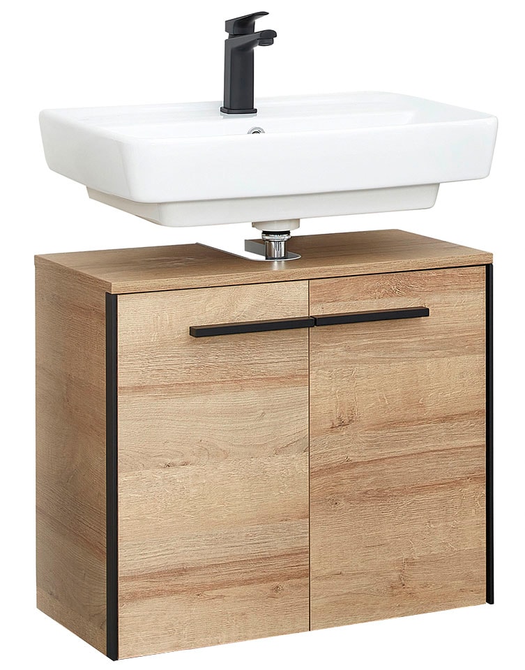 Saphir Badmöbel-Set »Quickset 395 3-teilig, Waschbeckenunterschrank mit LED-Spiegelschrank«, (4 St.), Midischrank, inkl. Türdämpfer, 6 Türen, 1 Schublade, Bad-Set