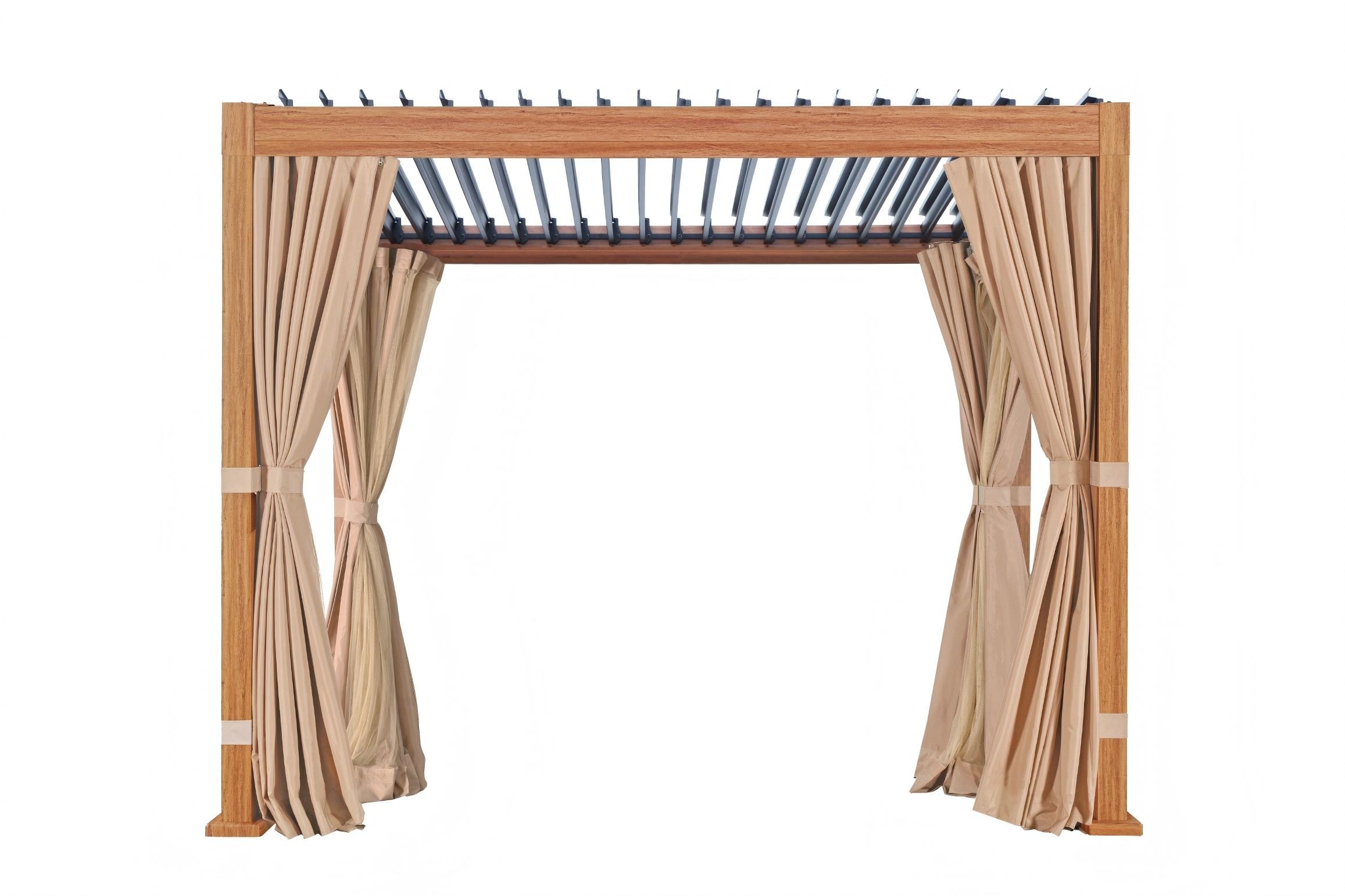 KONIFERA Pavillon »Pergola Alhambra, Terrassendach mit Aluminiumpfosten« 3x3 oder 3x4 m, holzfarben, 4 Seitenteile, verstellbare Dachlamellen