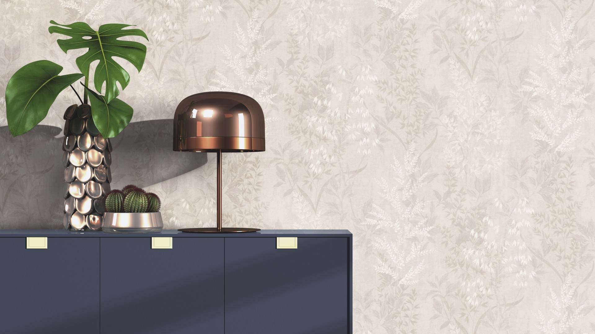 Papiertapete RASCH "mit Blattranken", beige, B:0,53m L:10,05m