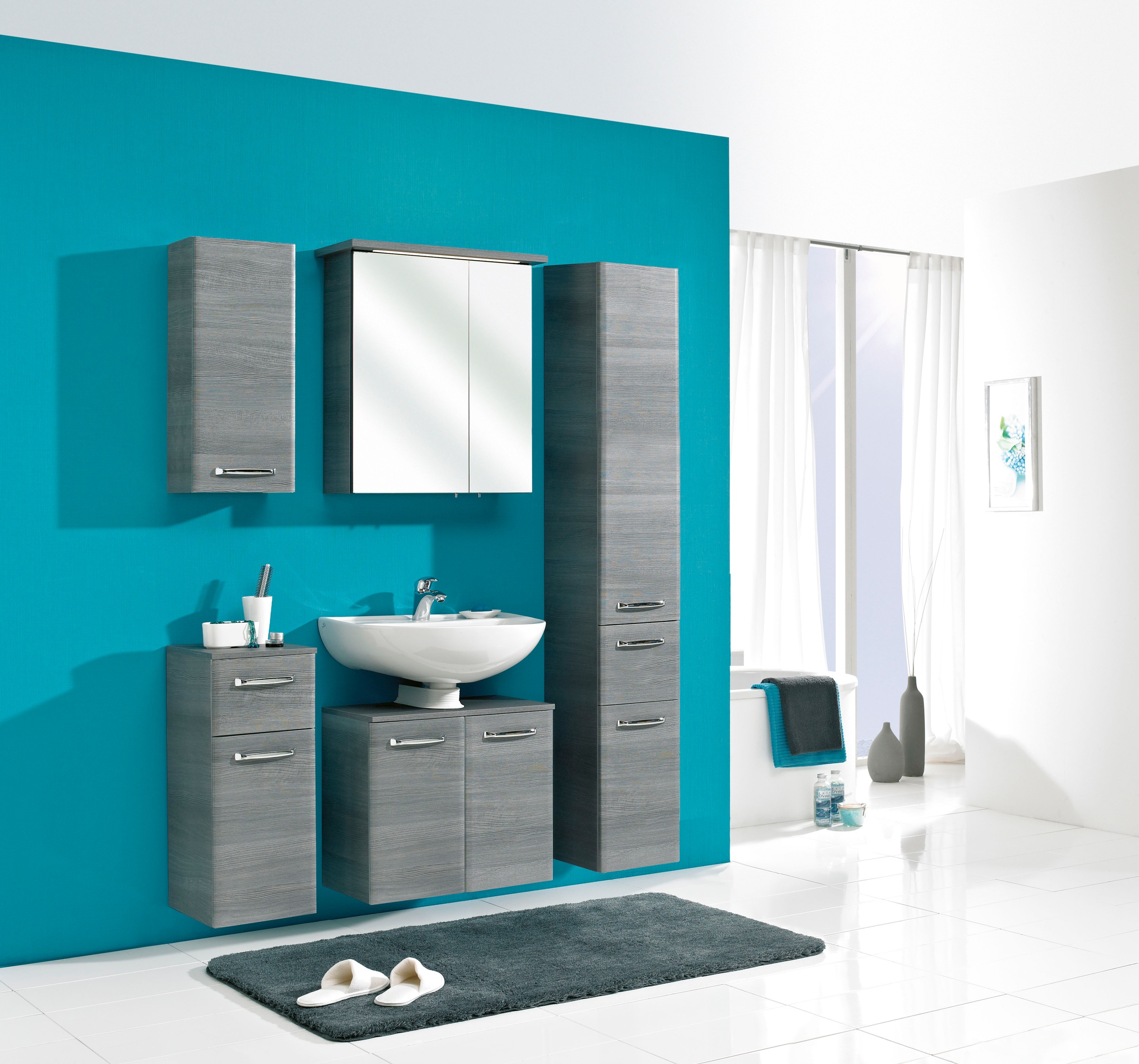 Saphir Hängeschrank »Quickset Wand-Badschrank 30 cm breit mit 1 Tür und 2 Glas-Einlegeböden«, Badezimmer-Hängeschrank inkl. Türdämpfer, Griffe in Chrom Glanz