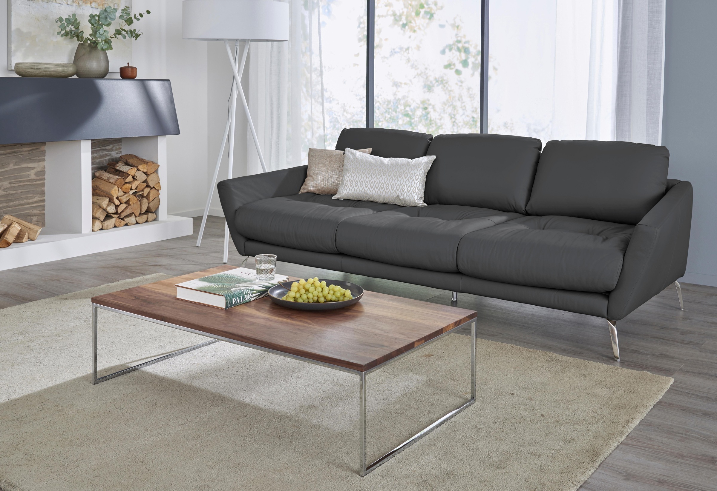 W.SCHILLIG Big-Sofa »softy«, mit dekorativer Heftung im Sitz, Füße Chrom glänzend