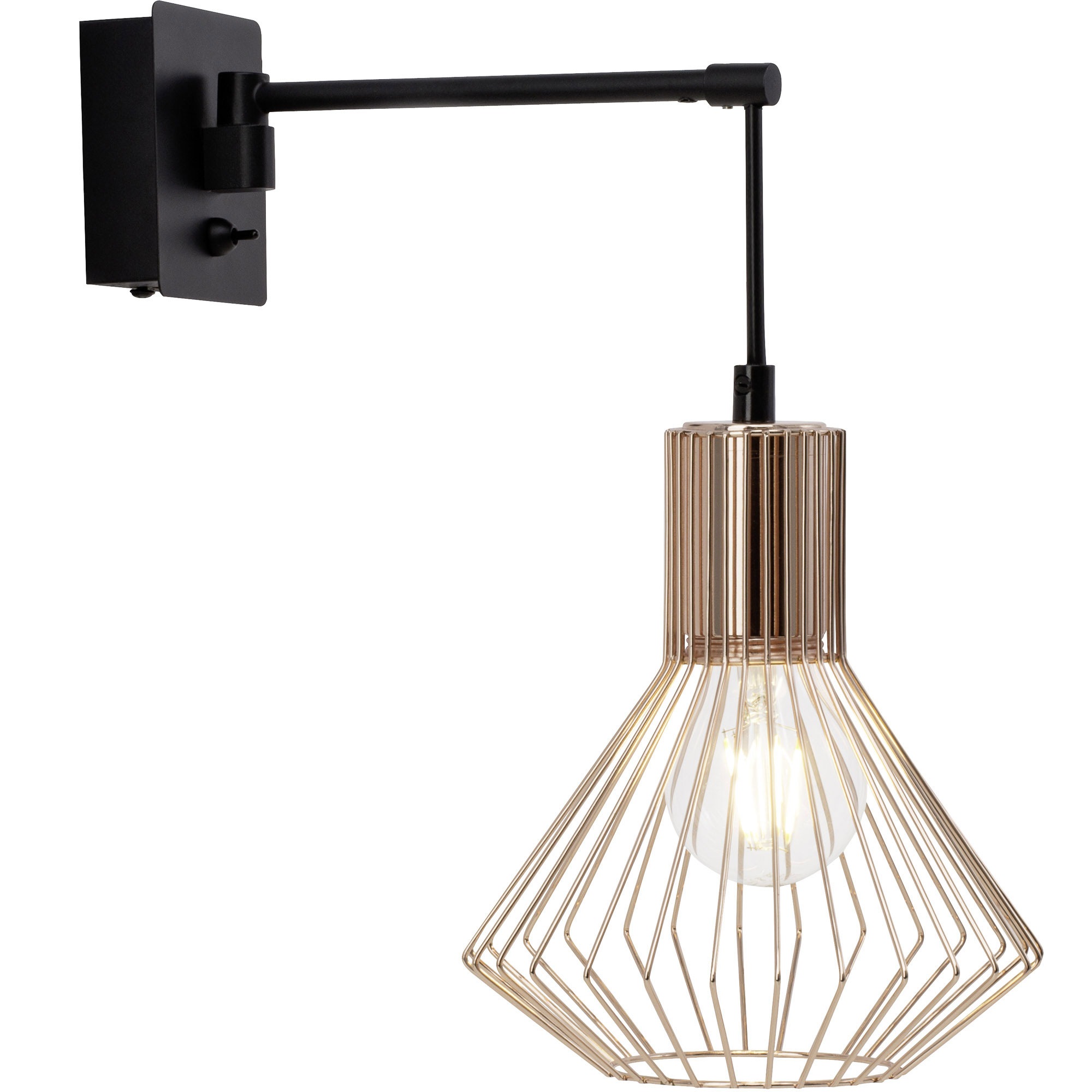 Brilliant Wandleuchte »Dalma«, 1 flammig, Leuchtmittel E27 | ohne Leuchtmittel, Wandlampe Schalter schwarz/kupfer