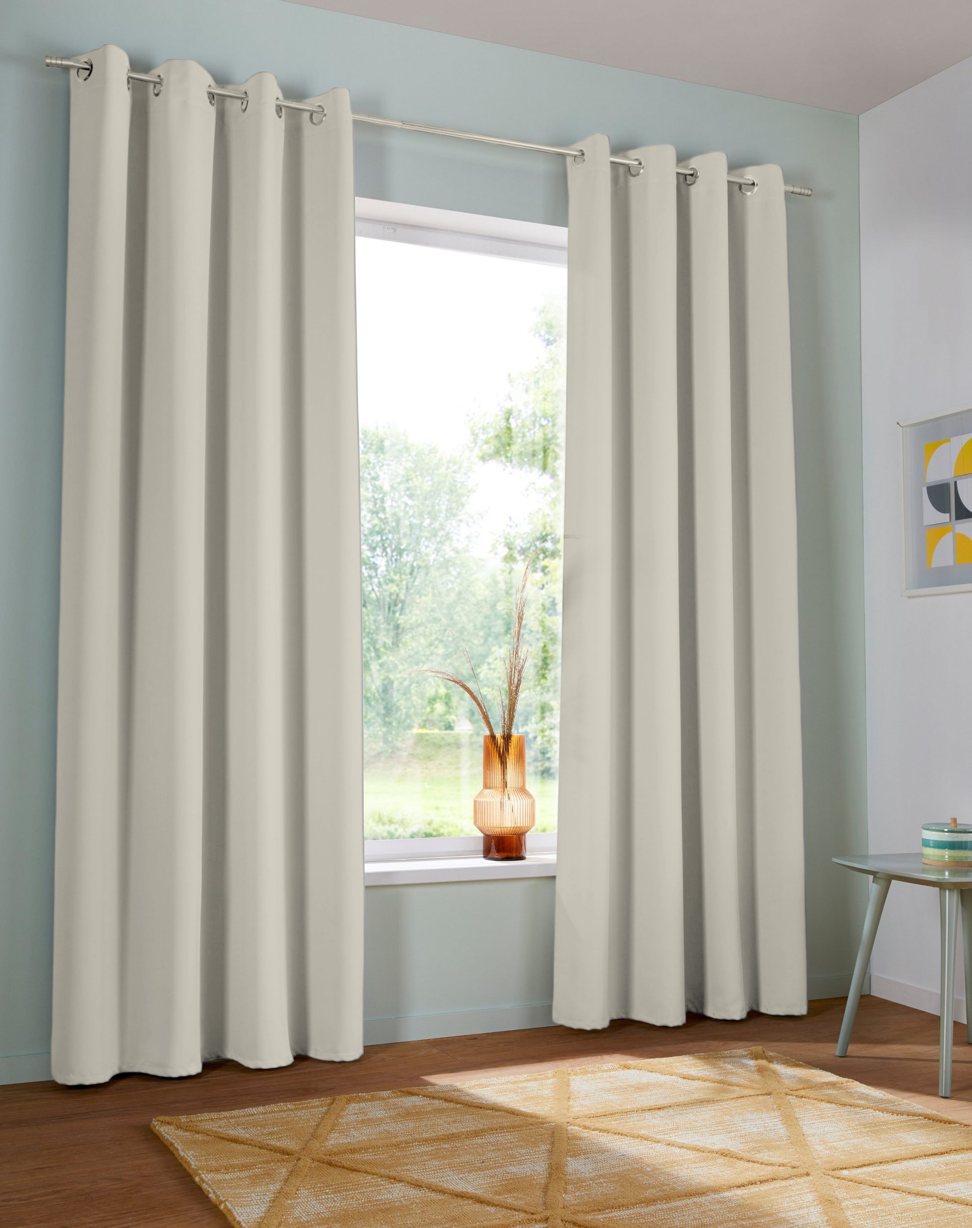 OTTO home Verdunkelungsvorhang »Solana« Ösen 2 Stk. tlg. 2-er Set, Breite 140 cm, einfarbig