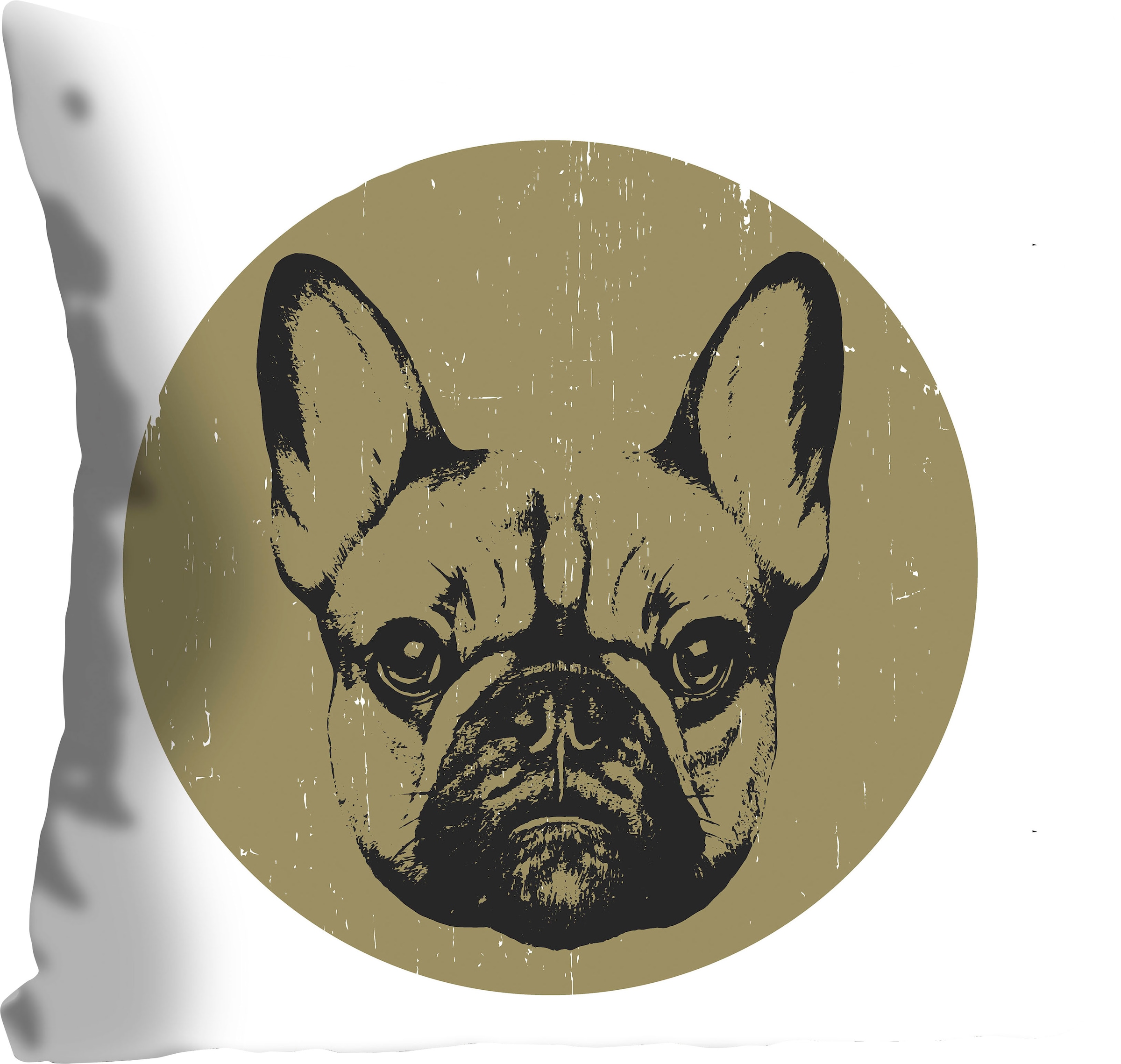 queence Dekokissen "Denis" mit einem grünen Mops günstig online kaufen