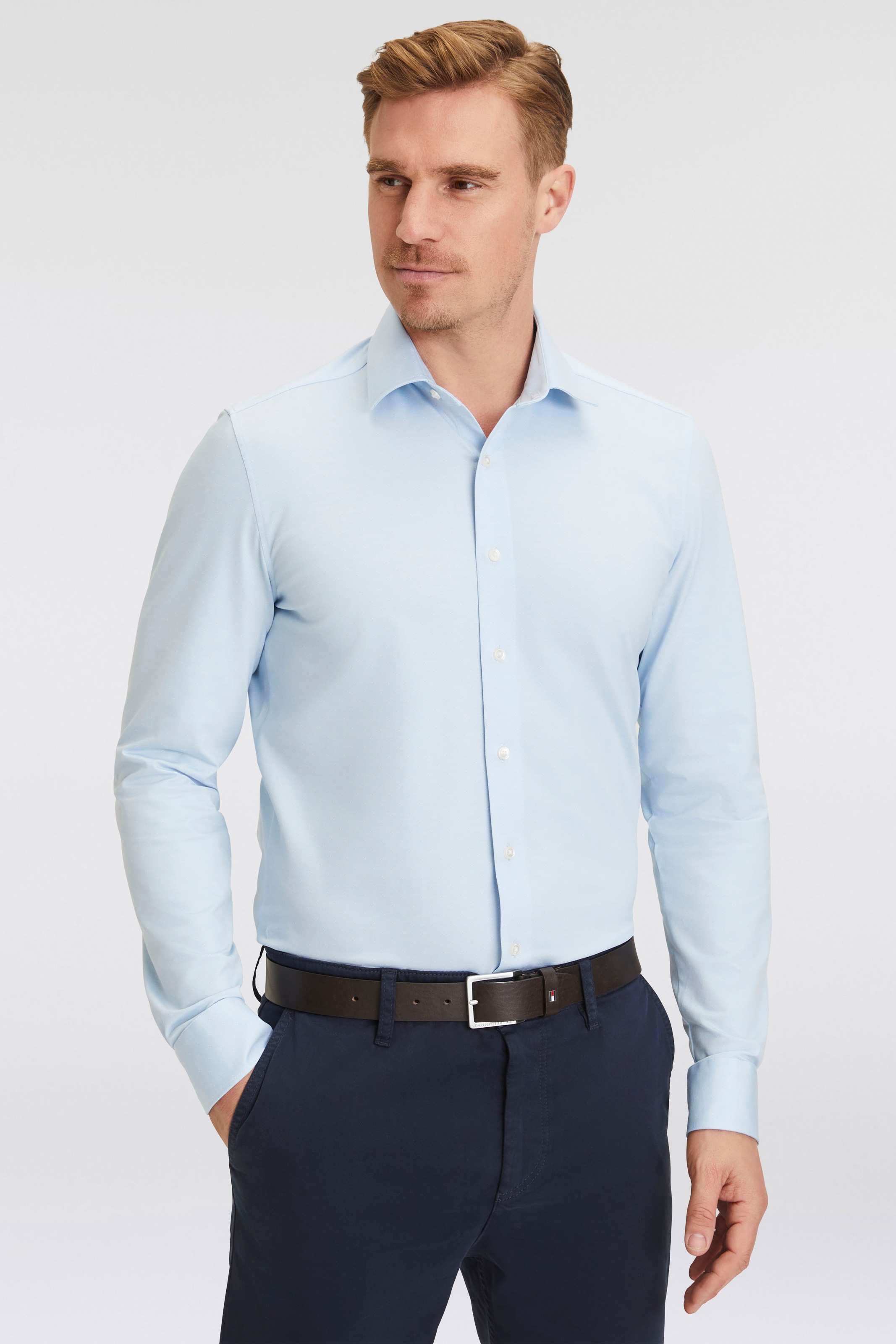 OLYMP Businesshemd »Luxor 24/Seven Modern Fit« mit Dobby-Webmuster mit Farbakzentuierung