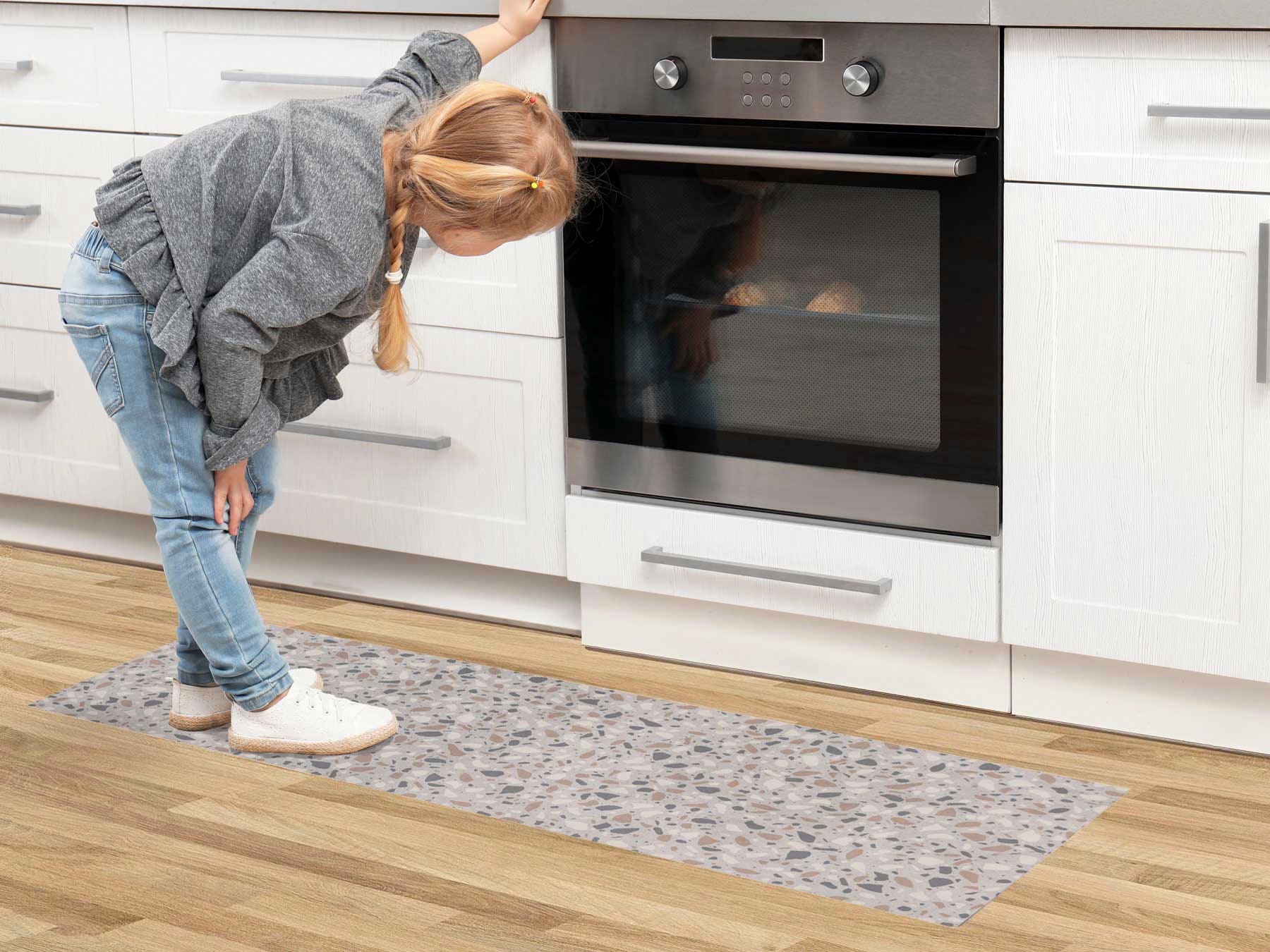 Primaflor-Ideen in Textil Vinyl-Läufer »Küchenläufer TERRAZZO, Made in Belgium«, rechteckig, 2,5 mm Höhe, Küchenläufer aus Vinyl, abwischbar, Küche