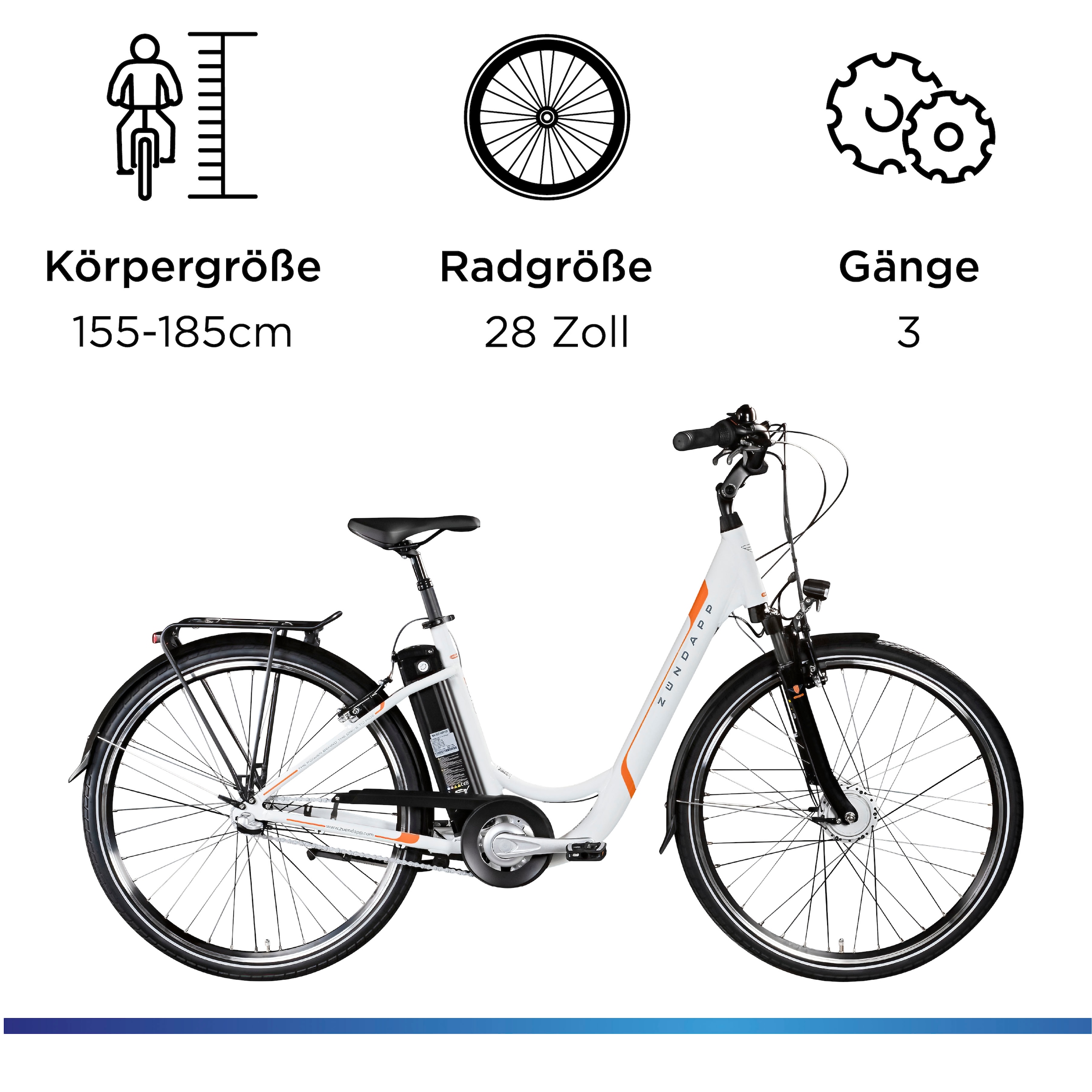 Zündapp E-Bike »Z510«, 3 Gang, Shimano, Nexus SC-3C41, Frontmotor 250 W, Pedelec, Elektrofahrrad für Damen u. Herren
