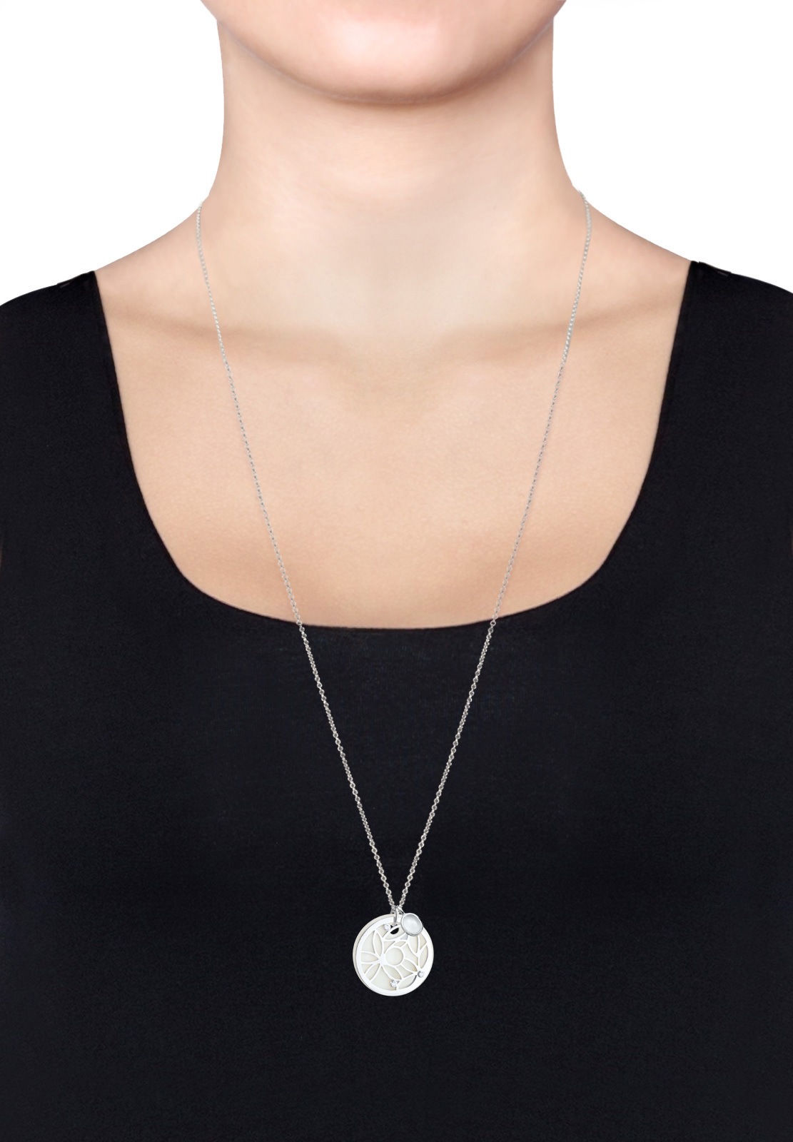 Elli Kette mit Anhänger »Ornament Perlmutt Edelsteine 925 Sterling Silber«