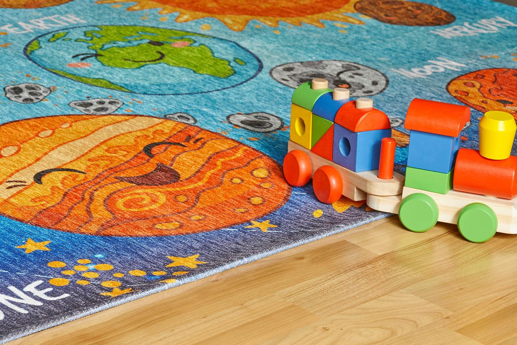 Obsession Kinderteppich »My Torino Kids 230«, rechteckig, 10 mm Höhe, Motiv Weltall, Kinderzimmer