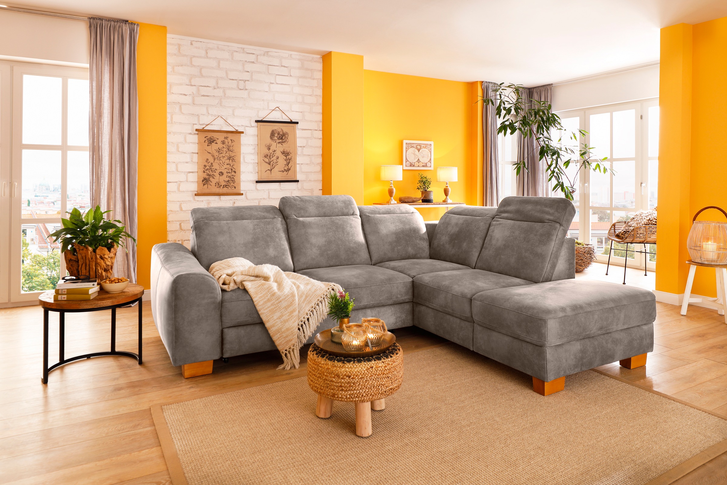 Home affaire Ecksofa »Dundee L-Form«, wahlweise mit Kopfteilverstellung und günstig online kaufen
