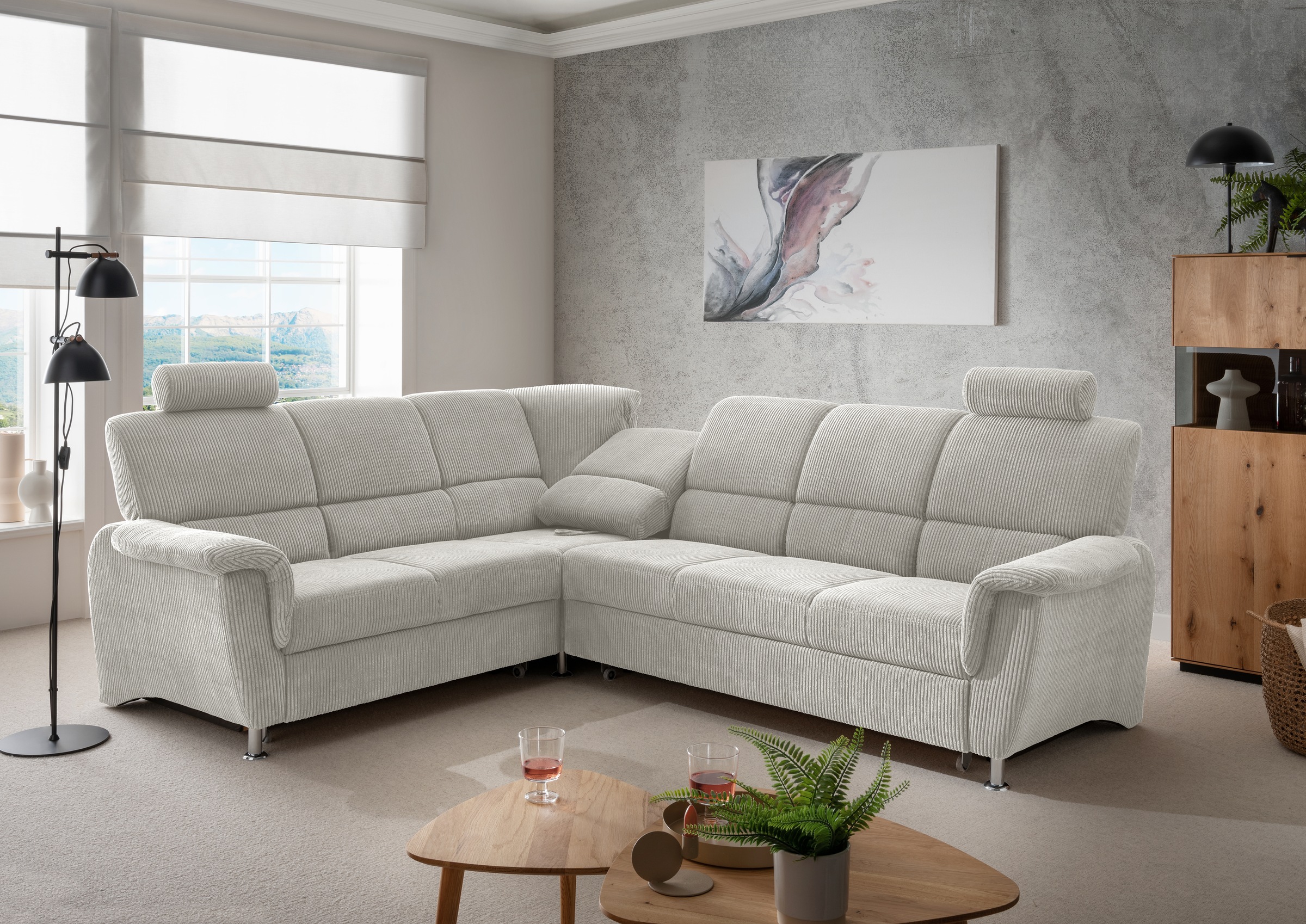 Home affaire Ecksofa »Pisa L-Form, mit Schlaffunktion, Stauraum, 2x höhenve günstig online kaufen