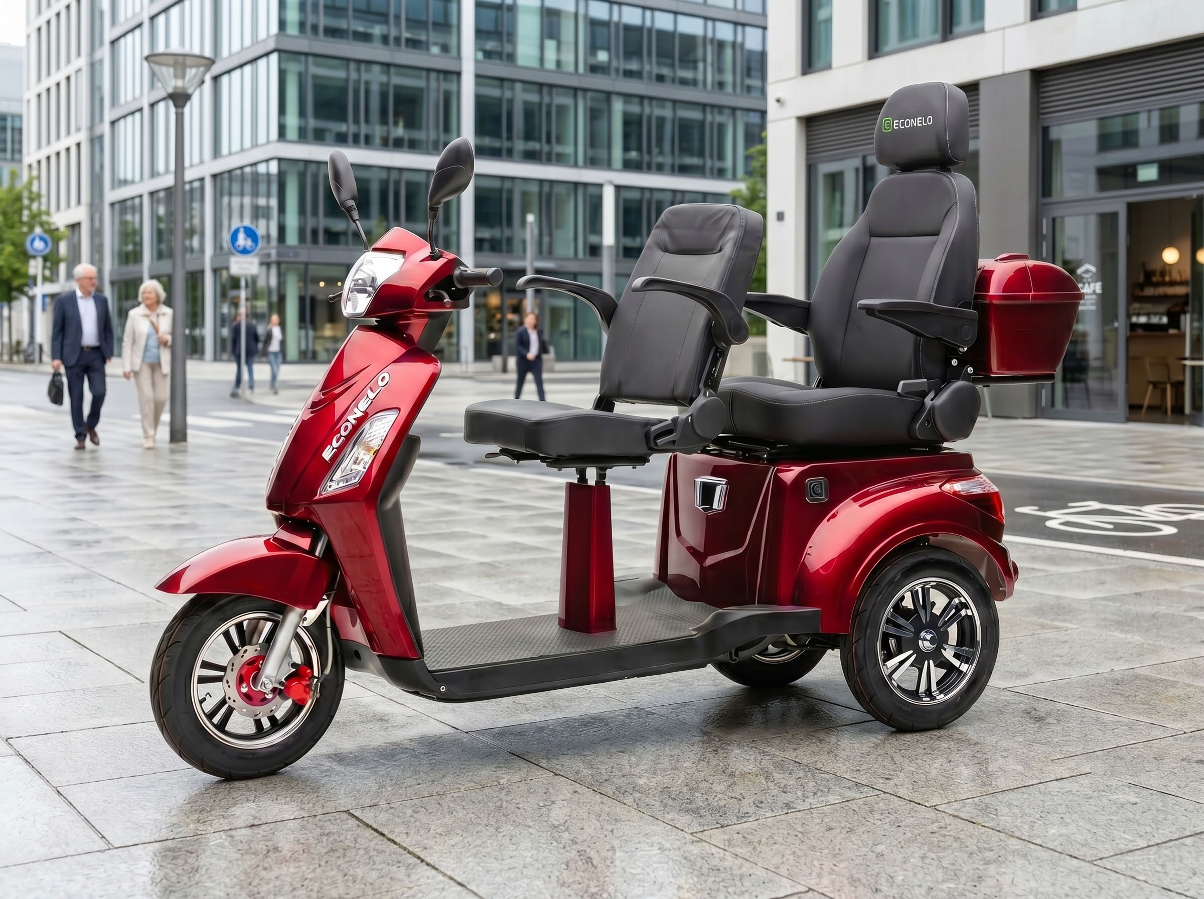 ECONELO Elektromobil 1.000 W 25 km/h Sicherheitsrollen gegen Kippen, 3 Geschwindigkeitsstufen