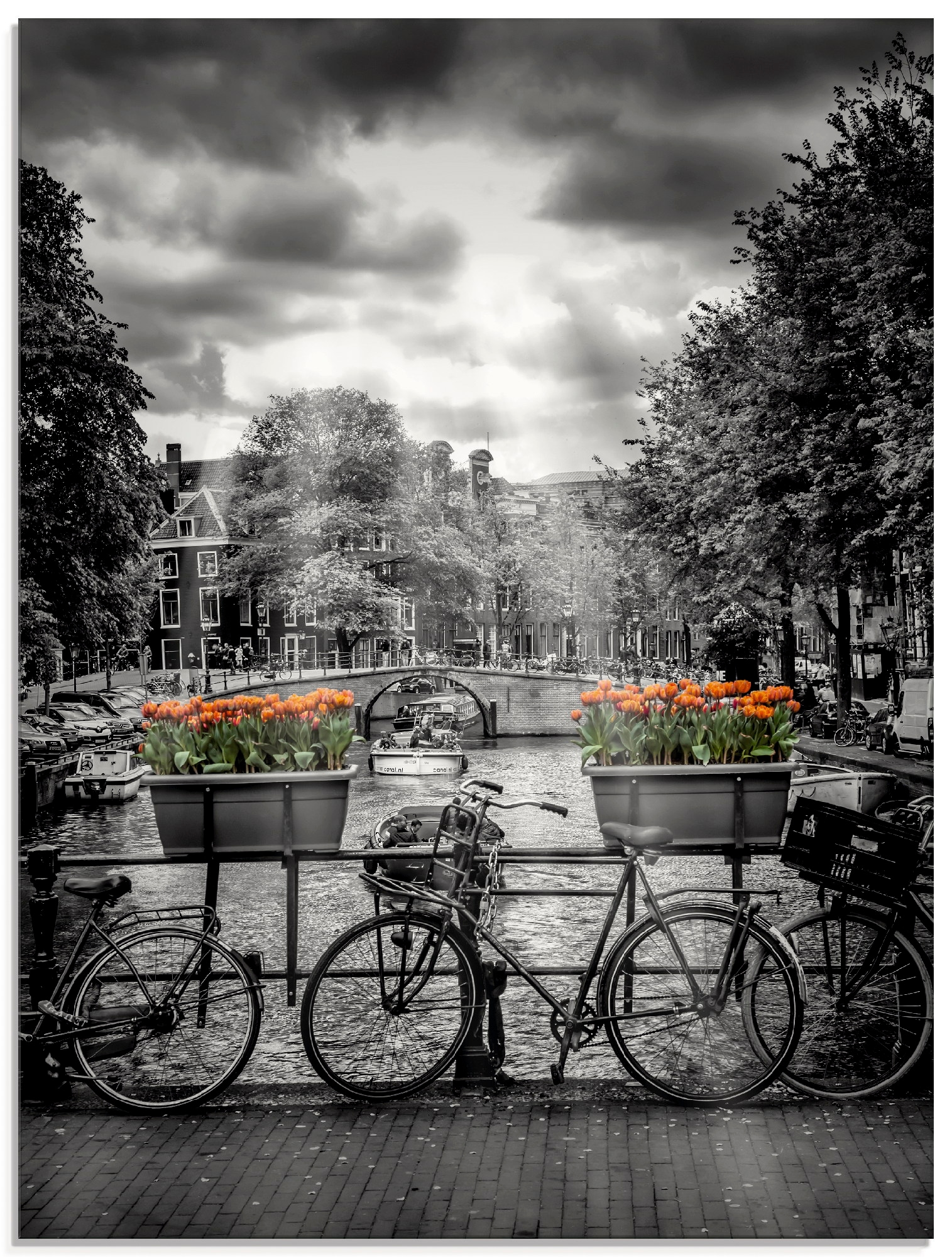 Artland Glasbild "Amsterdam Herengracht & Sonnenstrahlen", Fahrräder, (1 St günstig online kaufen