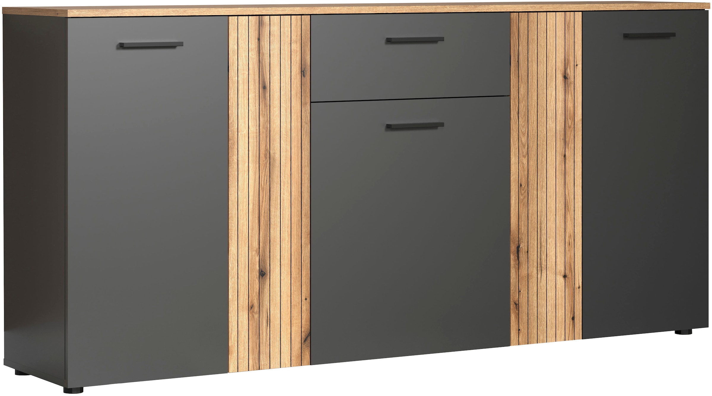 Home affaire Kommode »Estepona« Sideboard mit anpassbaren Türen mit Rillen-Optik