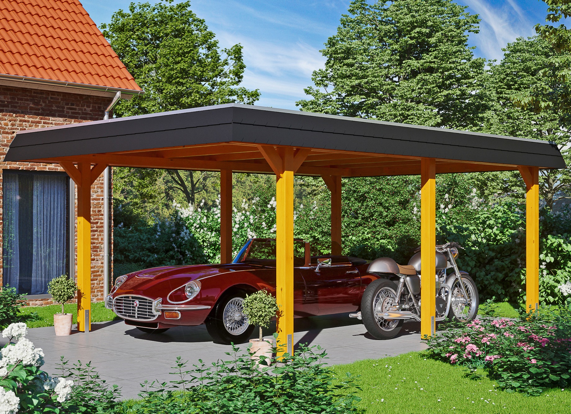 Skanholz Einzelcarport »Wendland«, Leimholz-Nordisches Fichtenholz, 341 cm,  natur online bestellen