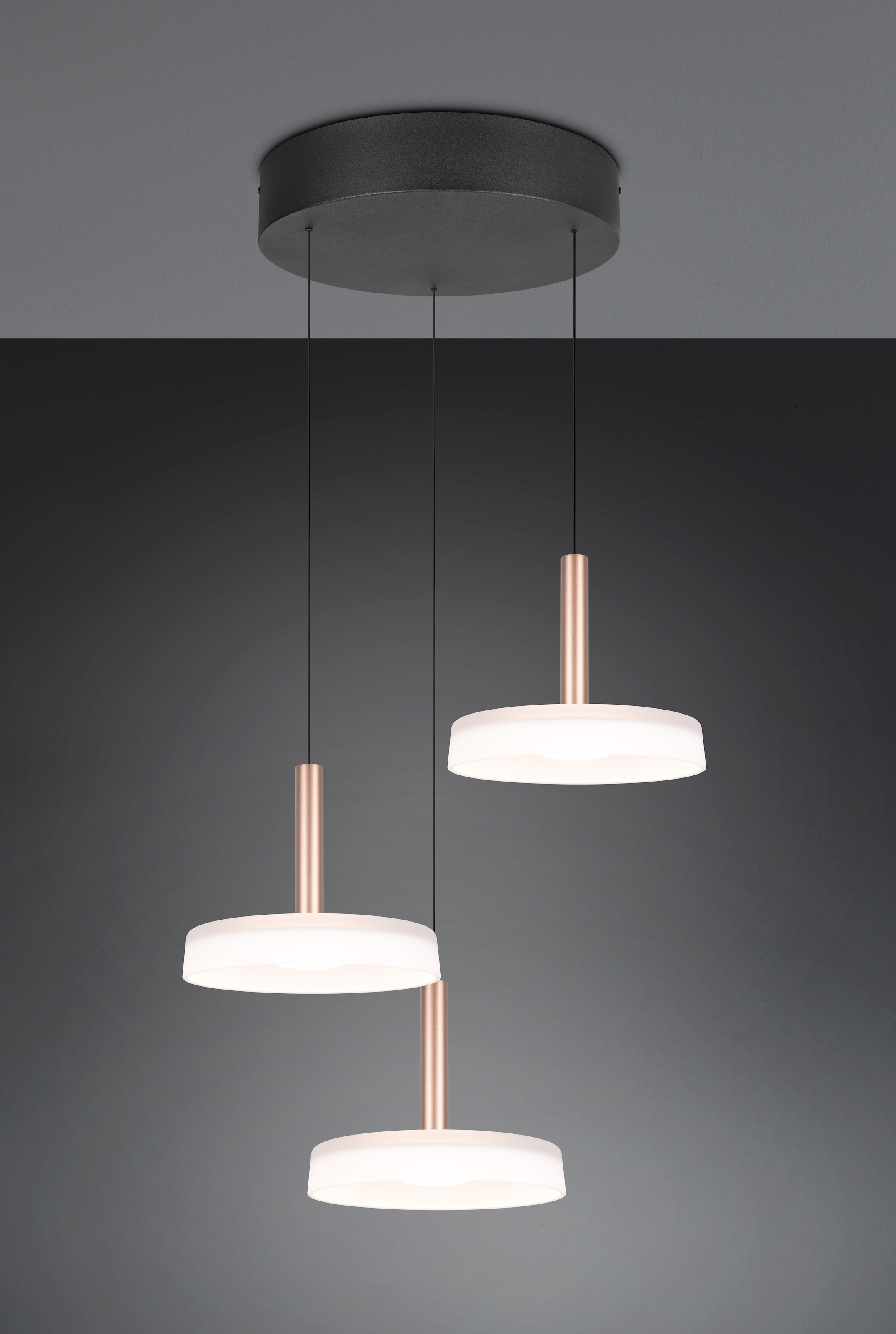 TRIO Leuchten LED Pendelleuchte »CELESTE dimmbare LED Hängelampe aus Metall und Glas, 7,5W, 750 Lumen«, 3 flammig, Leuchtmittel LED-Board | LED fest integriert, 3-flammig einfach höhenverstellbar von 50-200 cm 3-Stufen Dimmfunktion