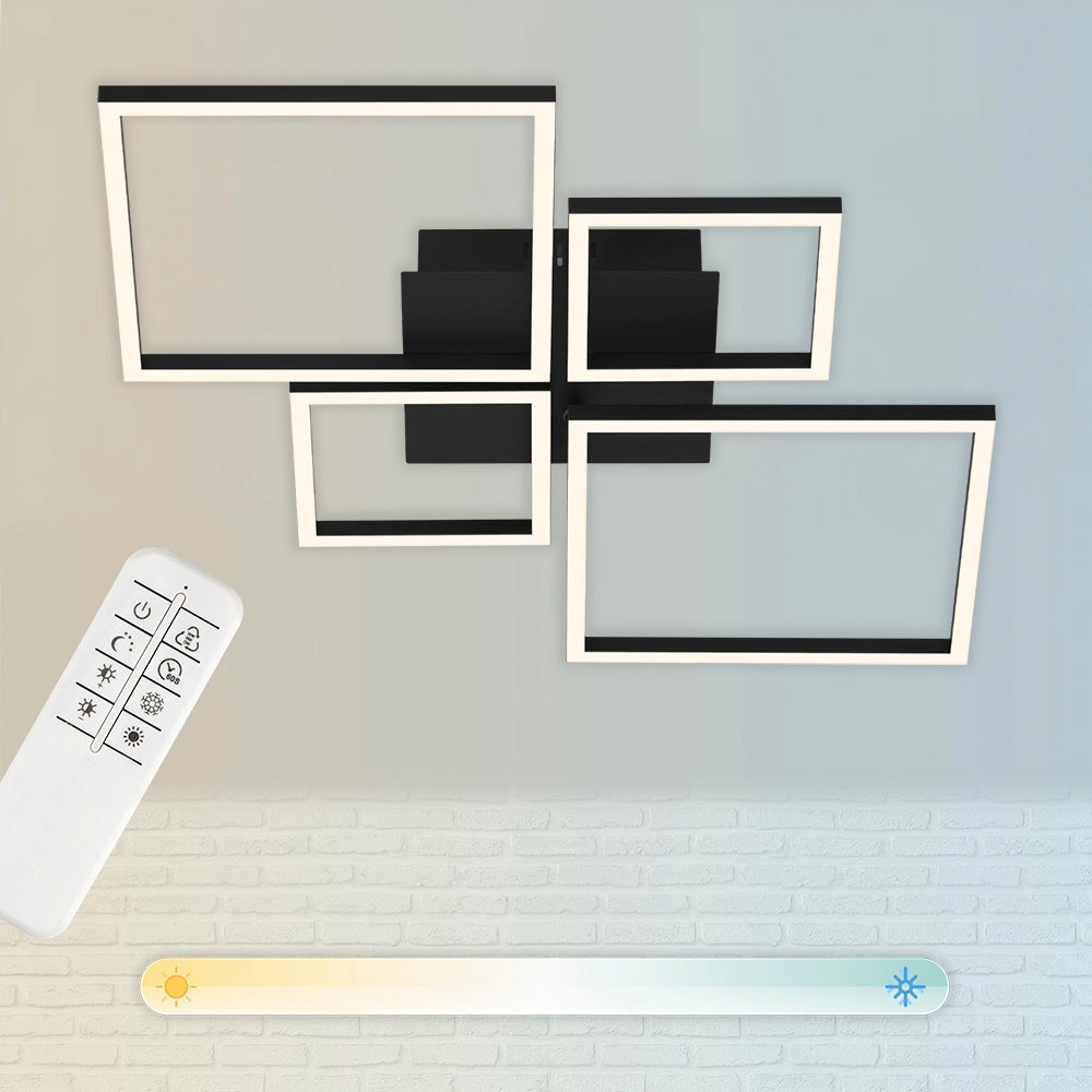 Briloner Leuchten LED Deckenleuchte »3093018 FRAME«, Leuchtmittel LED-Board | LED fest integriert, Deckenlampe, 75x46,7x7,5cm, Chrom-Alu, Wohnzimmer, Schlafzimmer