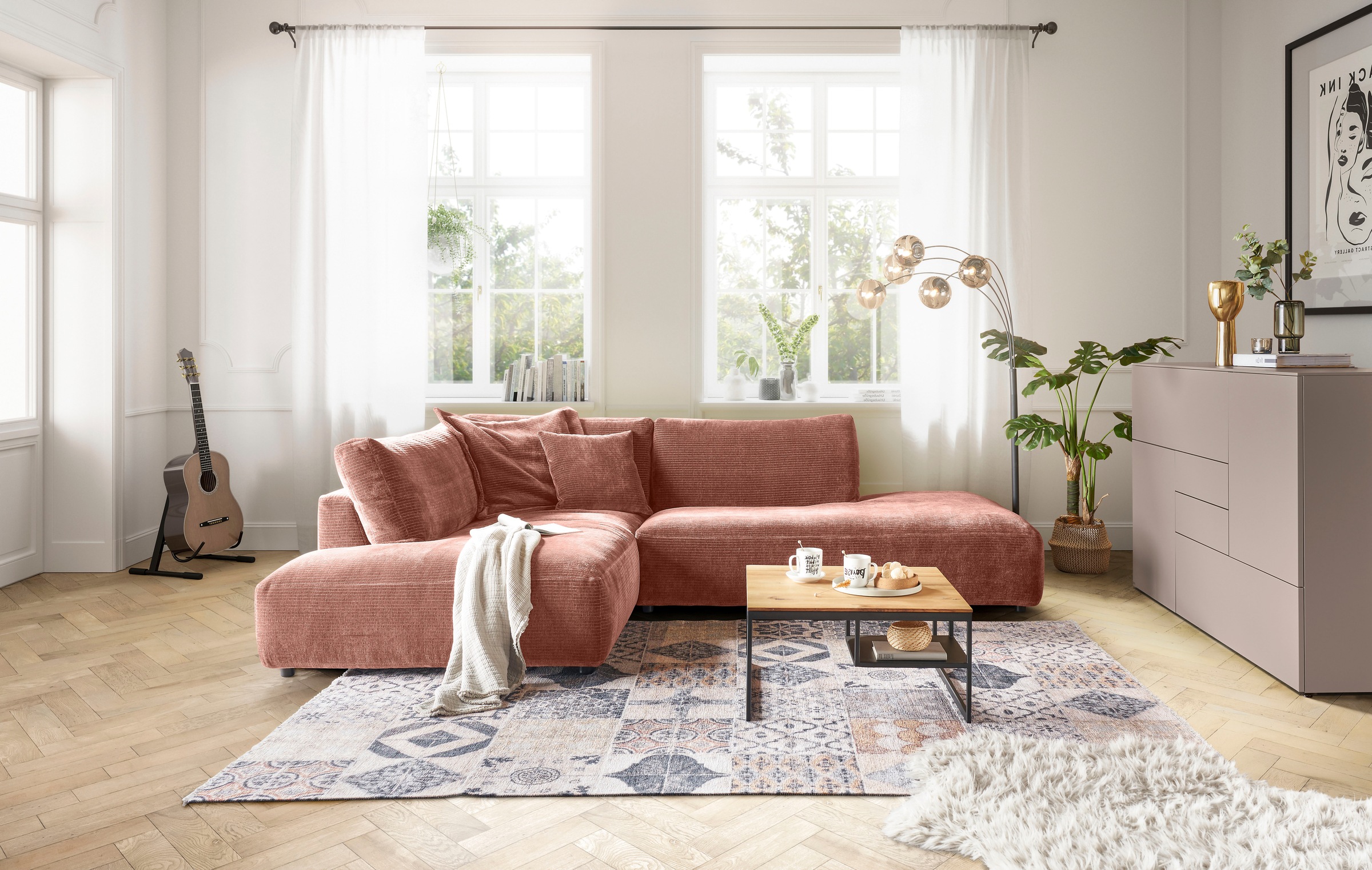 Musterring Ecksofa »Lucia«, mit großem Longchair, verschiedene Farben, B304 x T224 cm