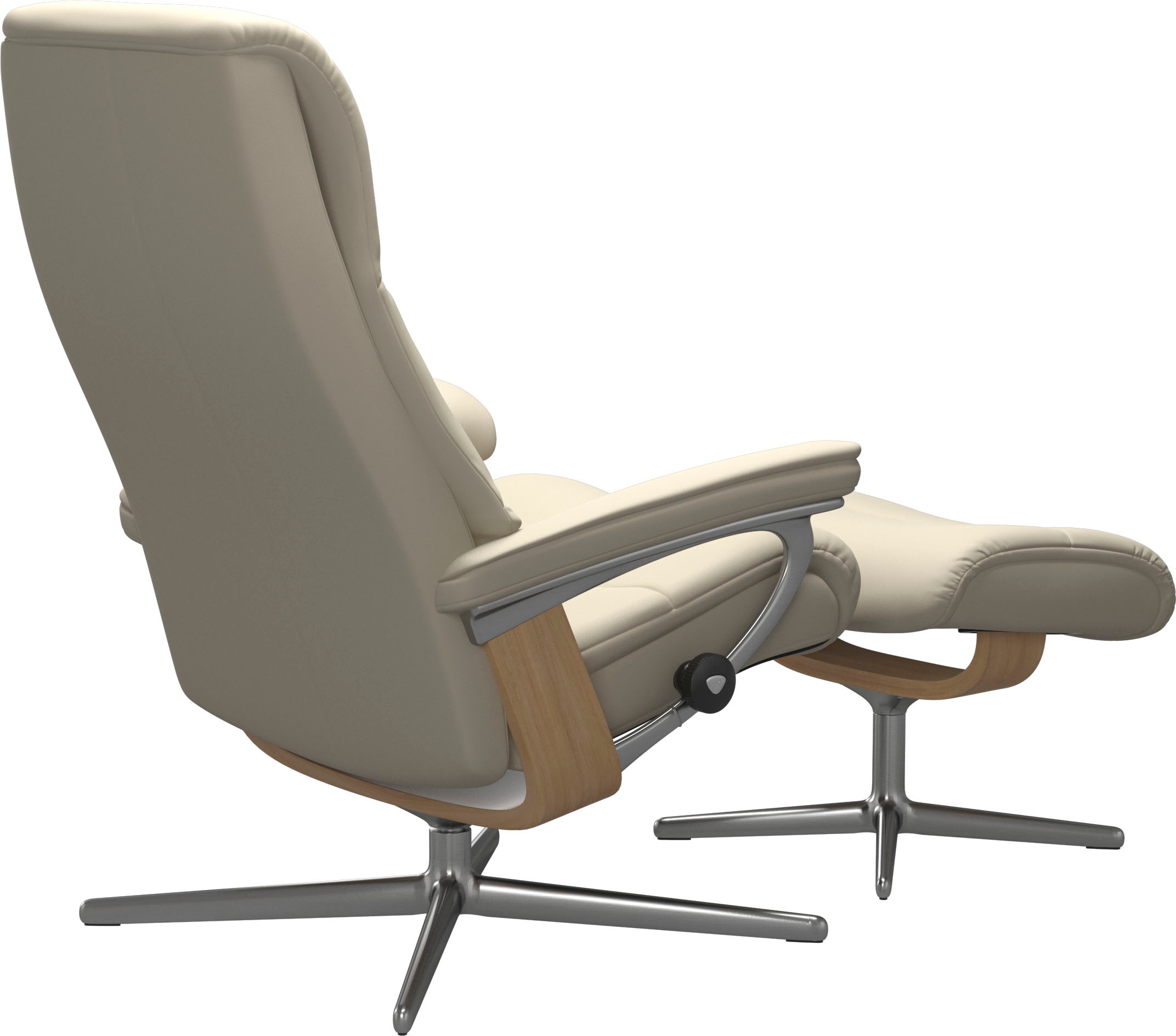Stressless® Relaxsessel »View«, (Set, Relaxsessel mit Hocker), mit Hocker, mit Cross Base, Größe S, M & L, Holzakzent Eiche