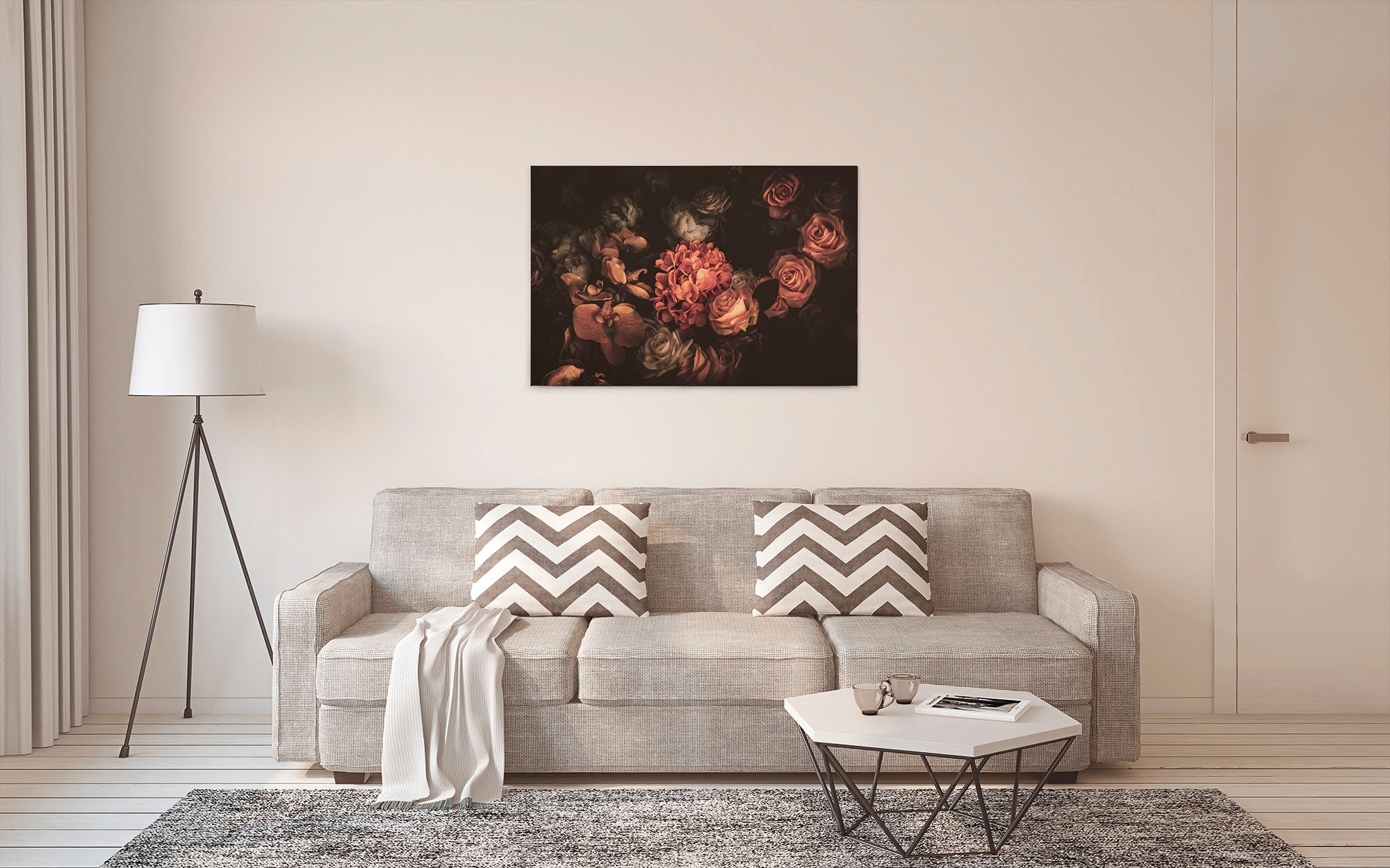 A.S. Création Leinwandbild »Romantic Flower«, Kunst-Blumen-Kinder, (1 St.), Romantische Blumen, Rosen Keilrahmen Leinwand-Bild Wohnzimmer modern