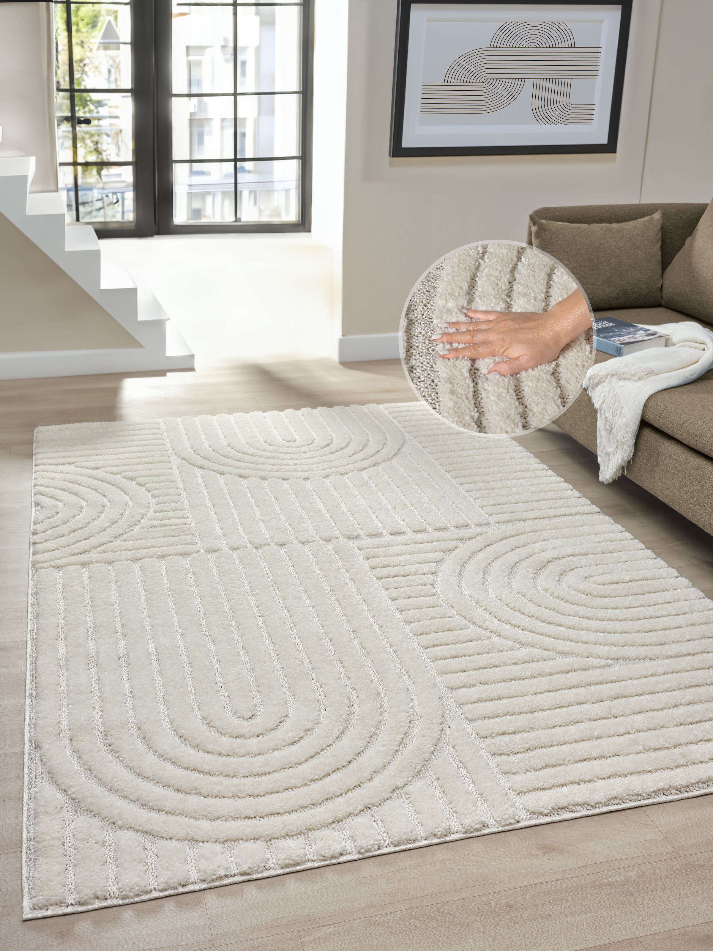 OTTO home Teppich »Jonne«, rechteckig, 20 mm Höhe, Boho Design, 3D Optik, S günstig online kaufen